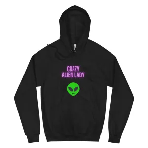 CRAZY ALIEN LADY Unisex Fleece Hoodie by Posh Goth