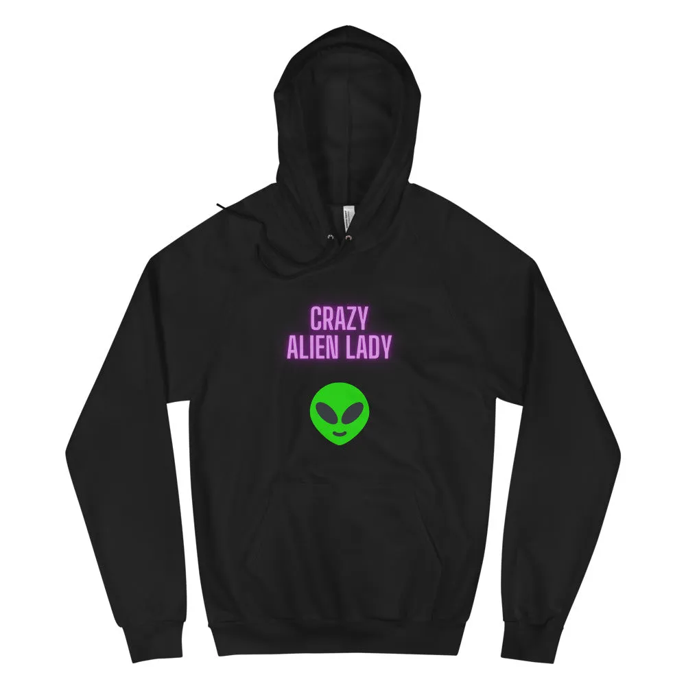 CRAZY ALIEN LADY Unisex Fleece Hoodie by Posh Goth