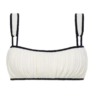 Cream (Black Binded) Terry Rib Victoria Bikini Top