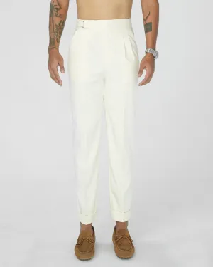 CREAM WHITE SIDE-TAB V2 TROUSERS