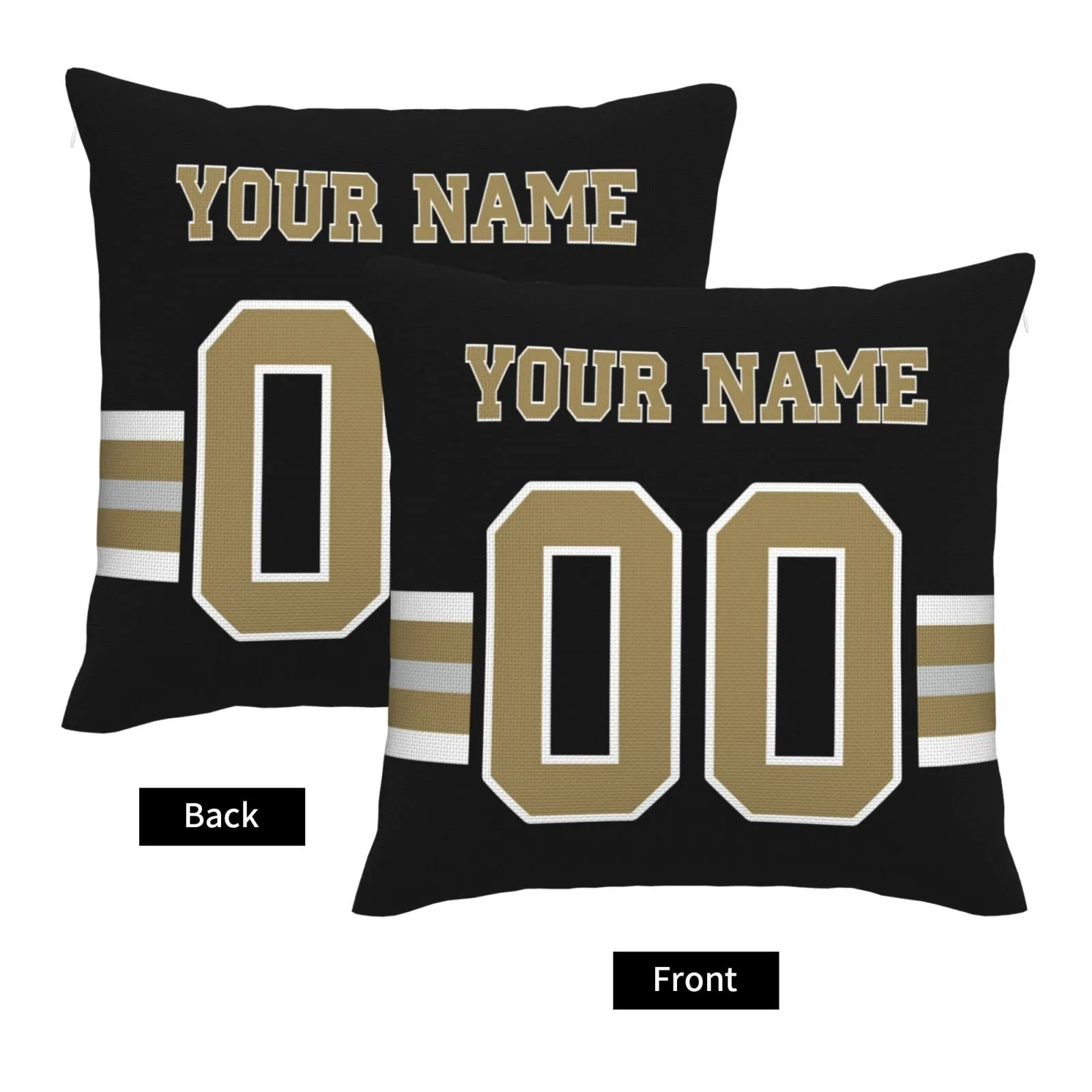Custom Black New Orleans Saints Decorative Throw Pillow Case - Print Personalized Football Team Fans Name & Number Birthday Gift