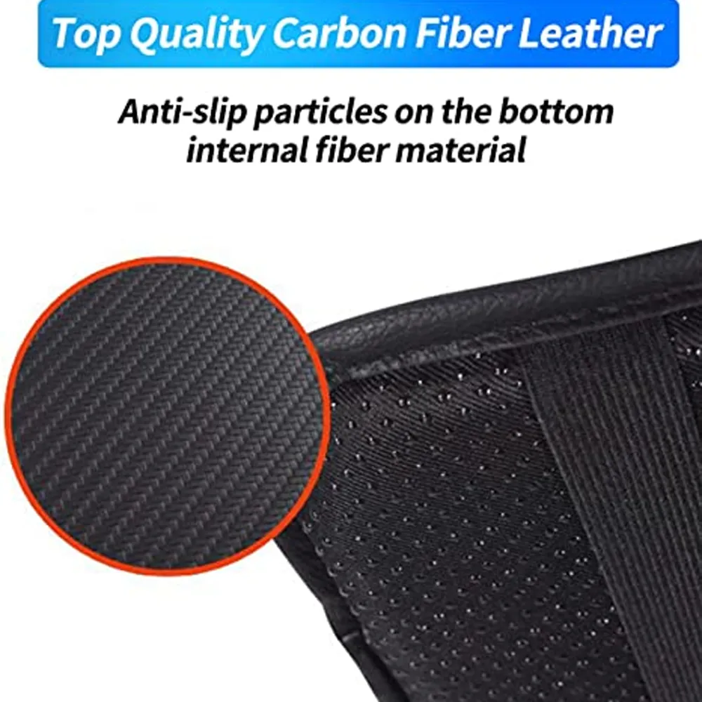 Custom Logo Center Console Pad, Carbon Fiber PU Leather Auto Armrest Cover Protector, Waterproof Car Armrest Seat Box Cover