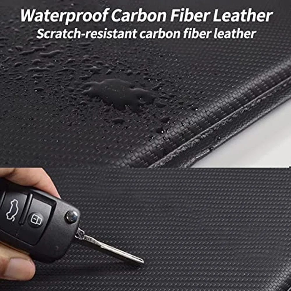 Custom Logo Center Console Pad, Carbon Fiber PU Leather Auto Armrest Cover Protector, Waterproof Car Armrest Seat Box Cover