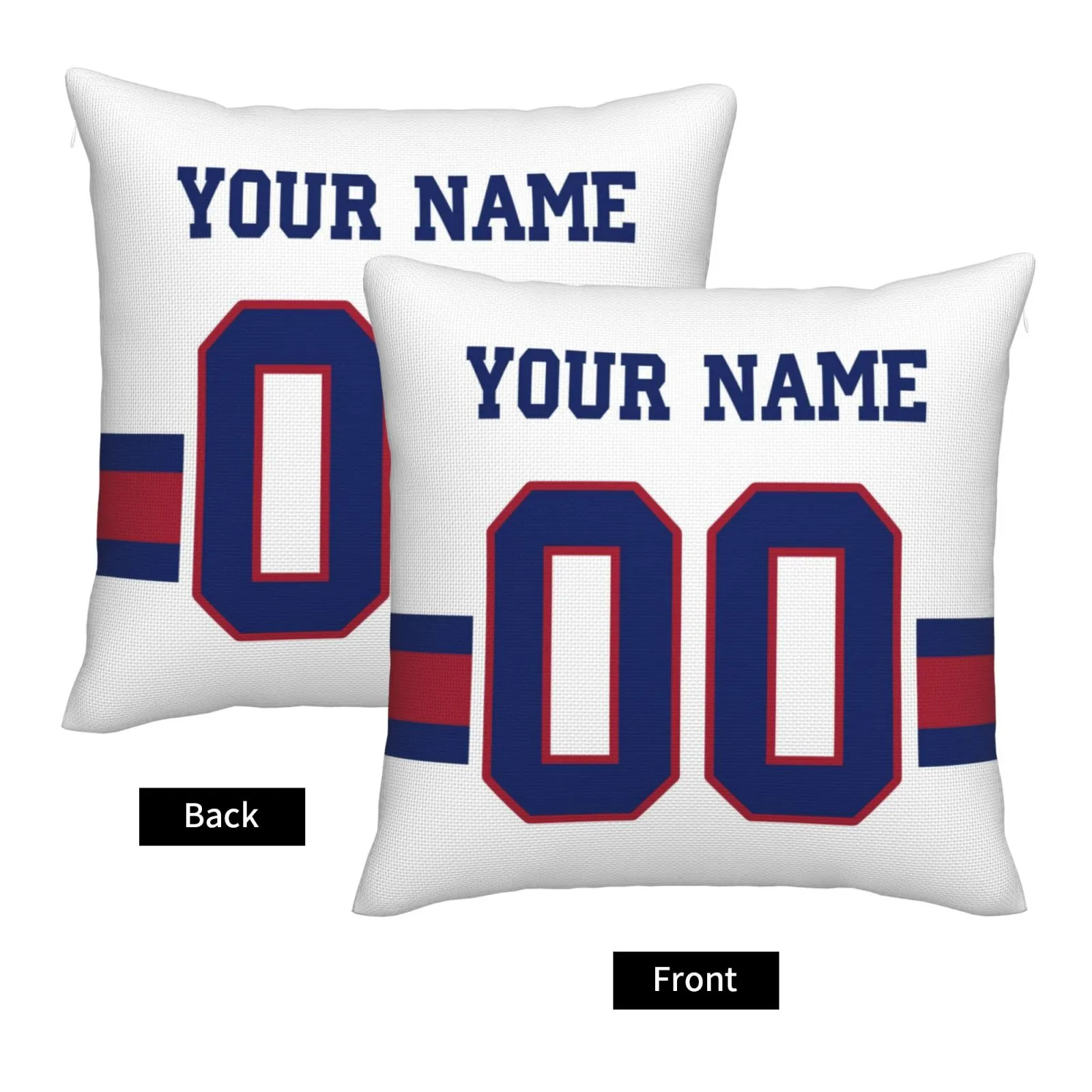 Custom White New York Giants Decorative Throw Pillow Case - Print Personalized Football Team Fans Name & Number Birthday Gift