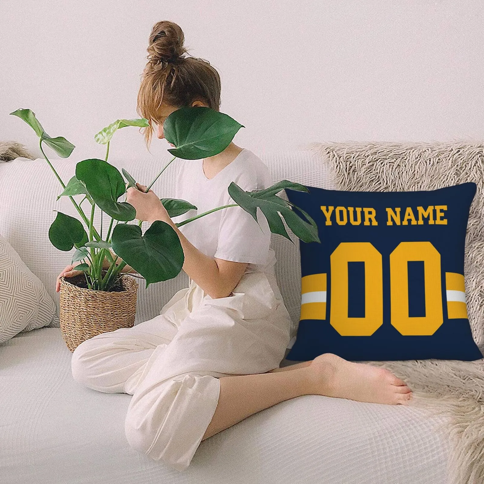 Customized Green Bay Packers Football Team Decorative Throw Pillow Case Print Personalized Football Style Fans Letters & Number Navy Pillowcase Birthday Gift