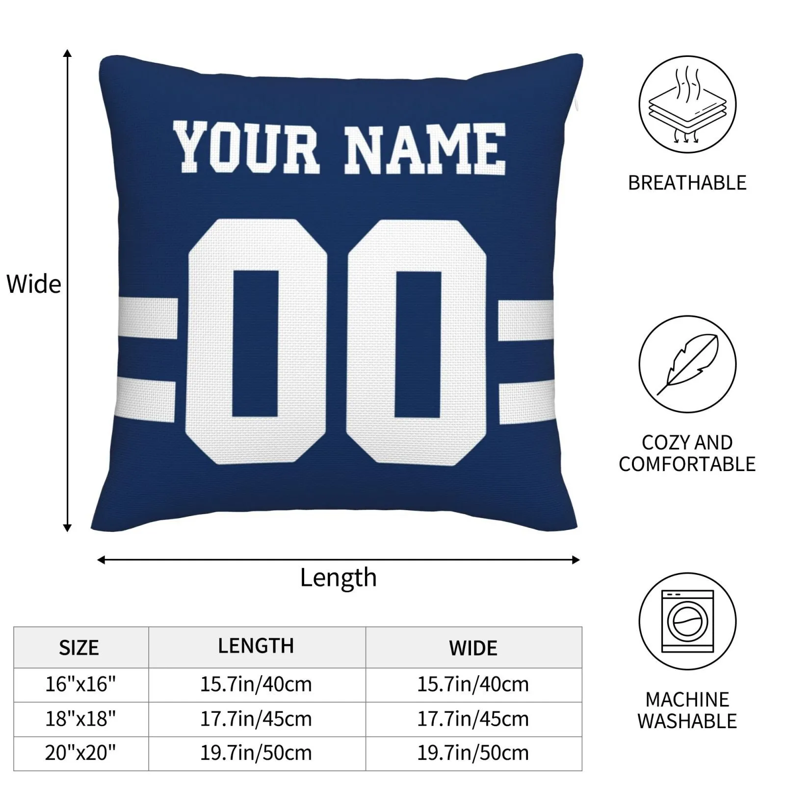 Customized Indianapolis Colts Football Team Decorative Throw Pillow Case Print Personalized Football Style Fans Letters & Number Royal Pillowcase Housewarming Gifts