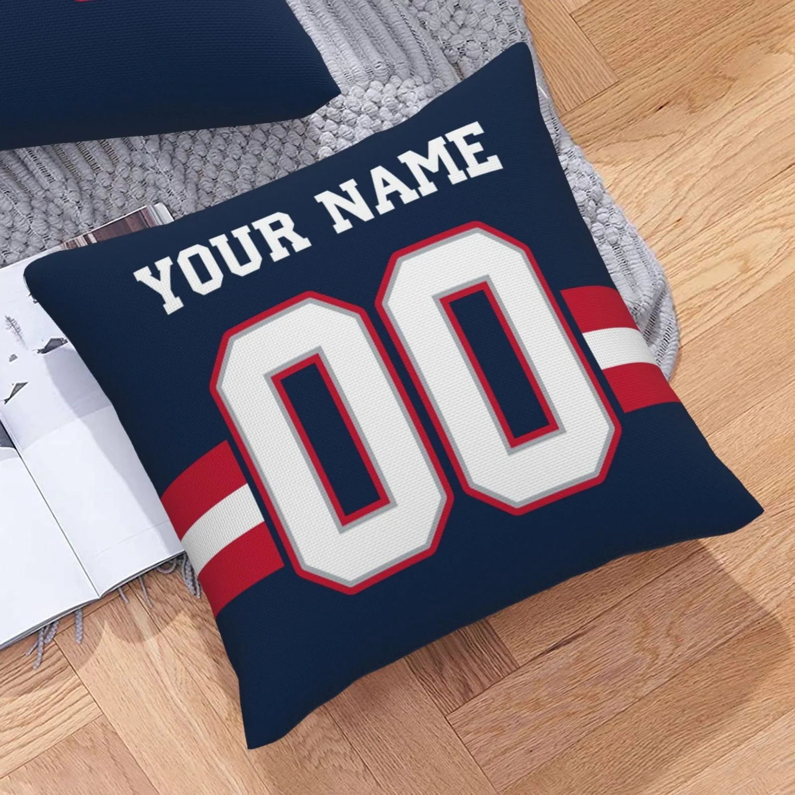 Customized New England Patriots Football Team Decorative Throw Pillow Case Print Personalized Football Style Fans Letters & Number Navy Pillowcase Birthday Gift