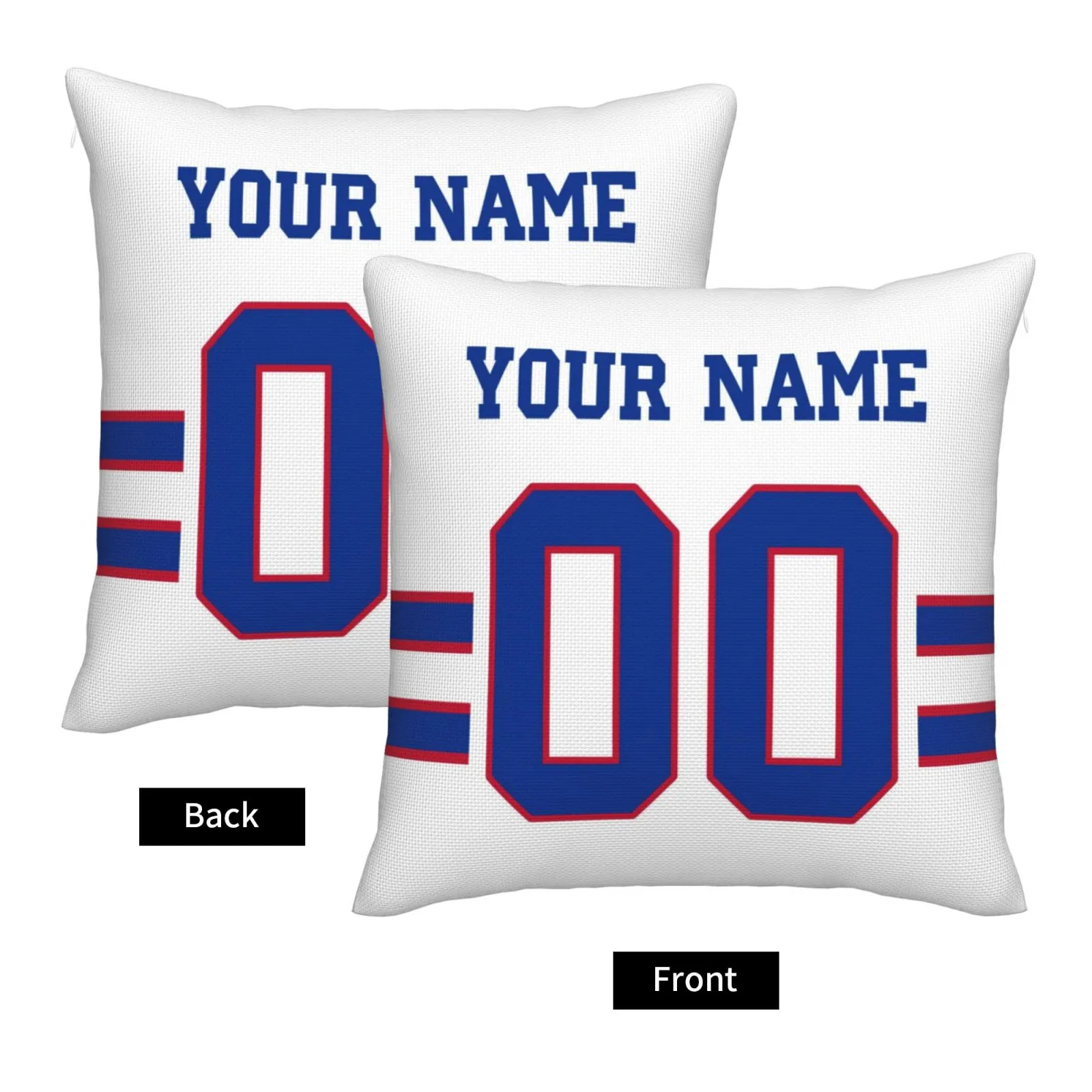 Customized White Buffalo Bills Letters Decorative Pillows Case Custom Game Pillowcase Name Number Block Print Square Art Deco Throw Pillow