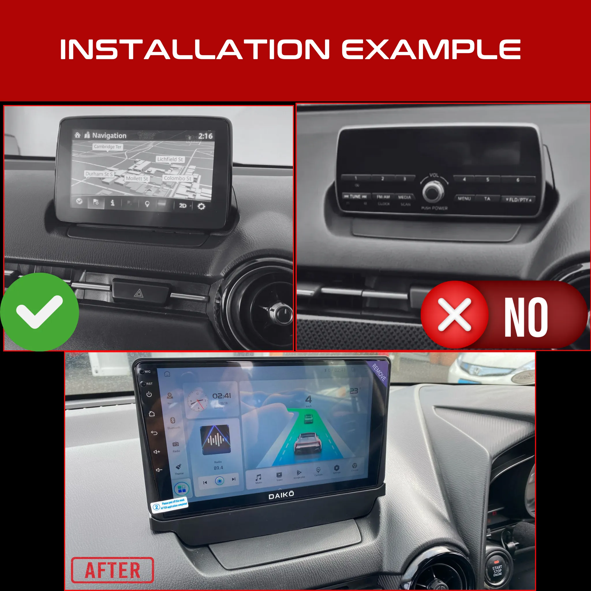 Daiko PRO Car Stereo Carplay Android Auto For Mazda Cx-3 Mazda 2 Demio 2014-2019 WITH FACTORY SCREEN