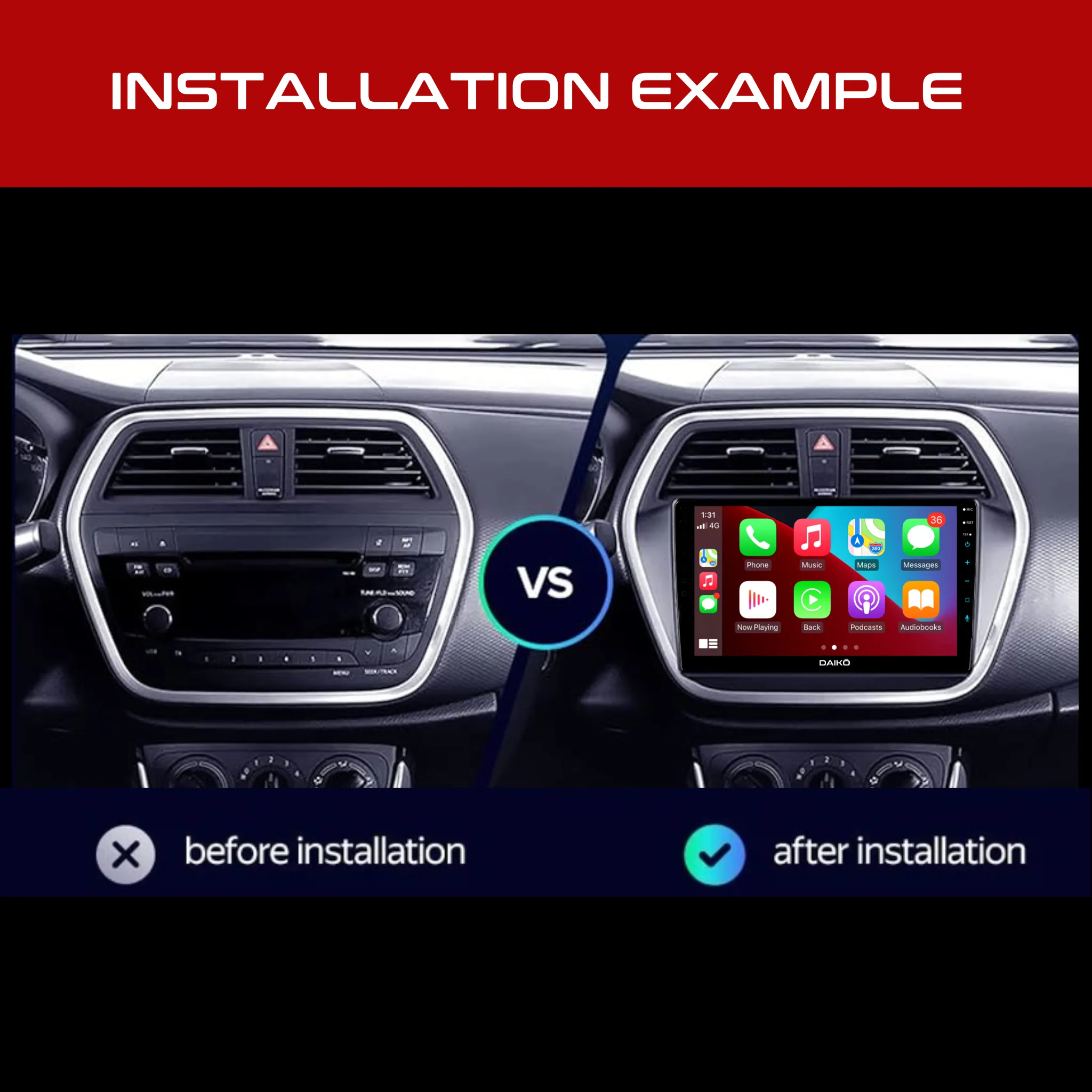 Daiko PRO Car Stereo Wireless Carplay Android 4GB RAM   32GB Auto For 2005-2016 Suzuki SX4 / Fiat Sedici