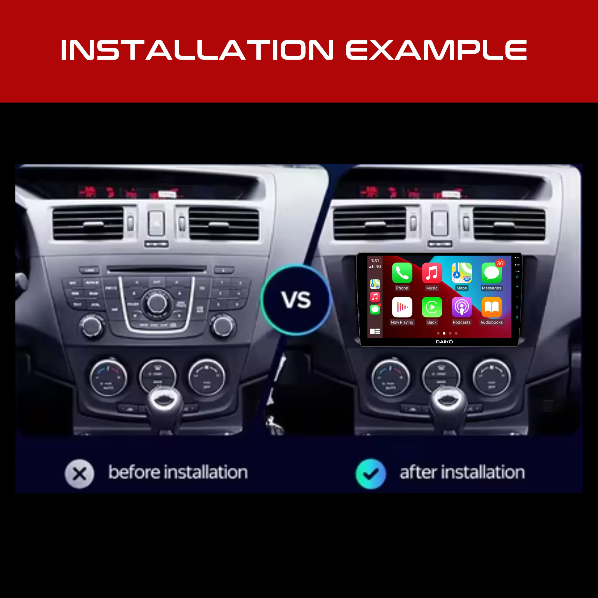 Daiko PRO Car Stereo Wireless Carplay Android 4GB RAM   32GB Auto For 2013 Mazda Premacy / Nissan Lafesta