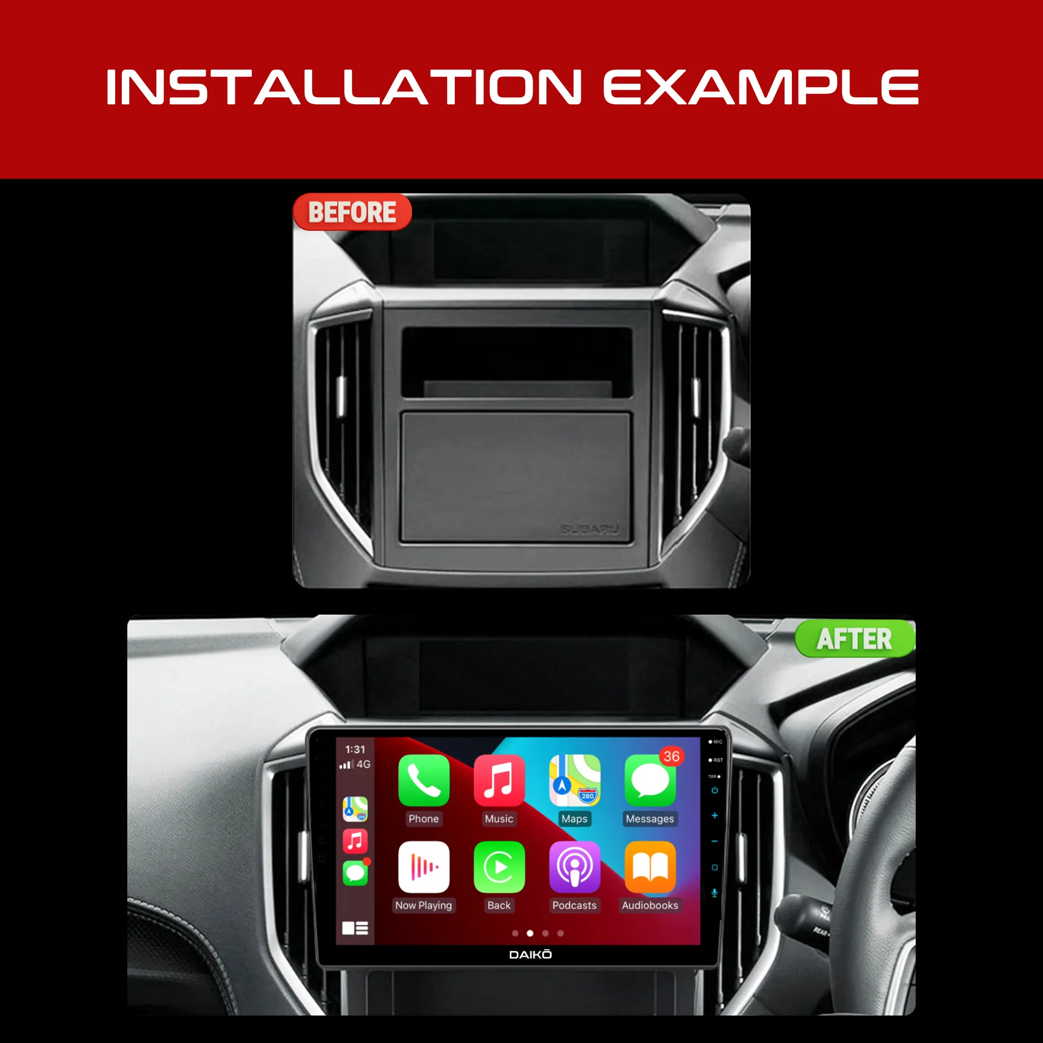 Daiko PRO Car Stereo Wireless Carplay Android 4GB RAM   32GB Auto For 2017-2020 Subaru Impreza / Forester