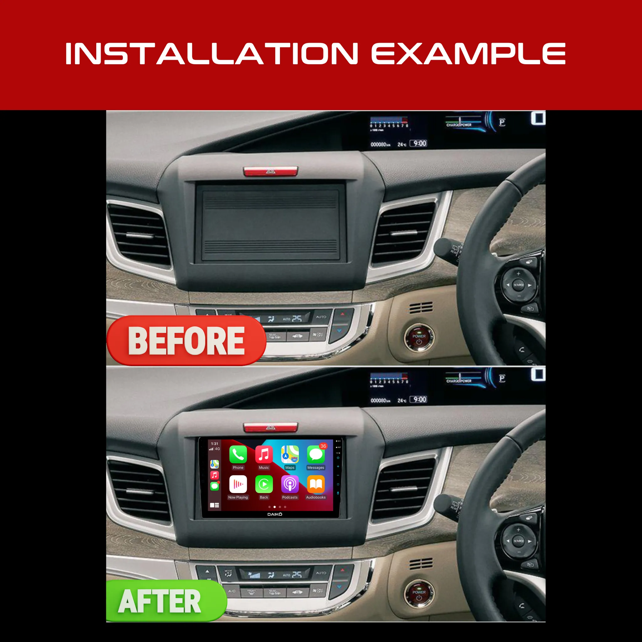 Daiko PRO Car Stereo Wireless Carplay Android 4GB RAM   32GB Auto For Honda Jade 2013