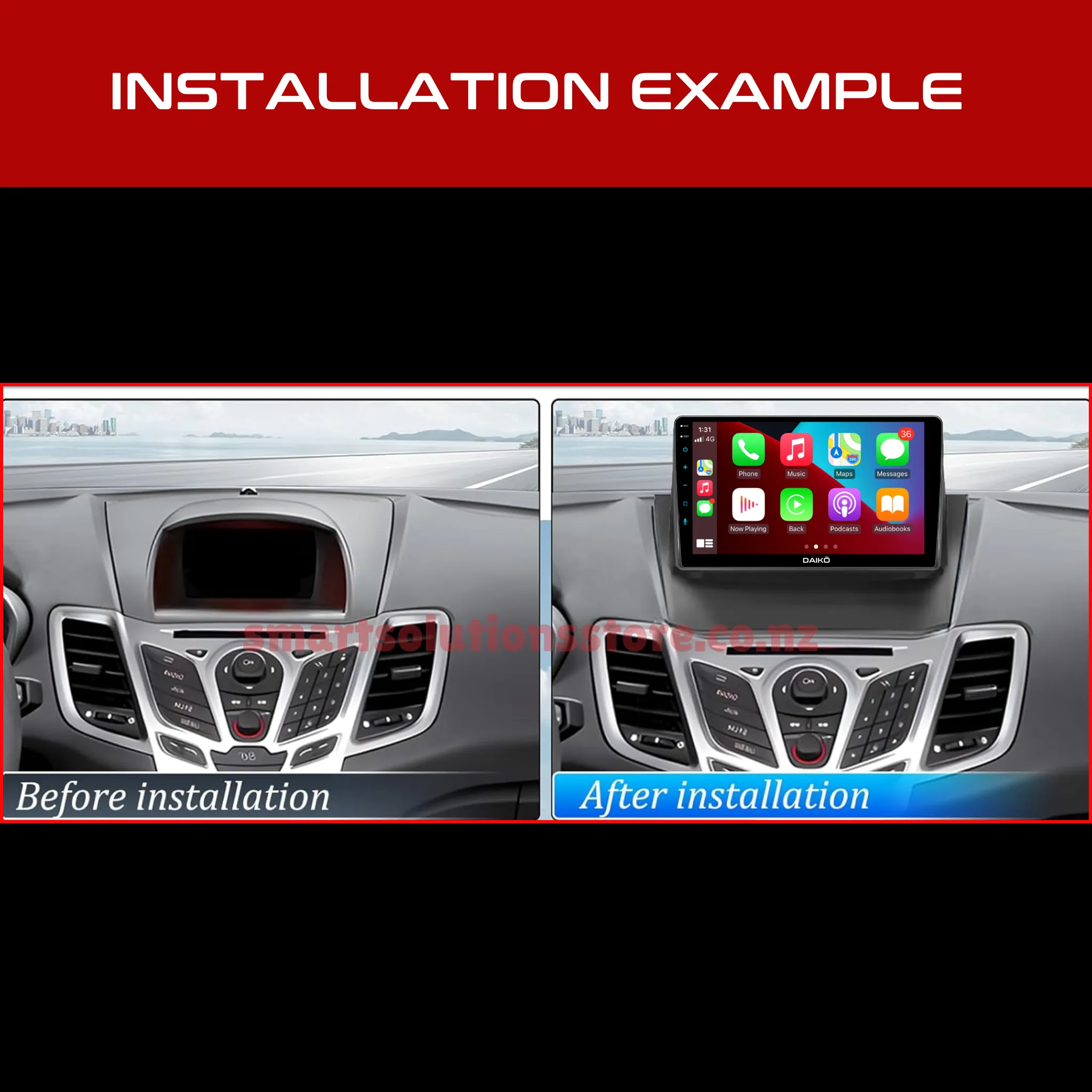 Daiko PRO Car Stereo Wireless Carplay Android Auto For Ford Fiesta 2009-2015