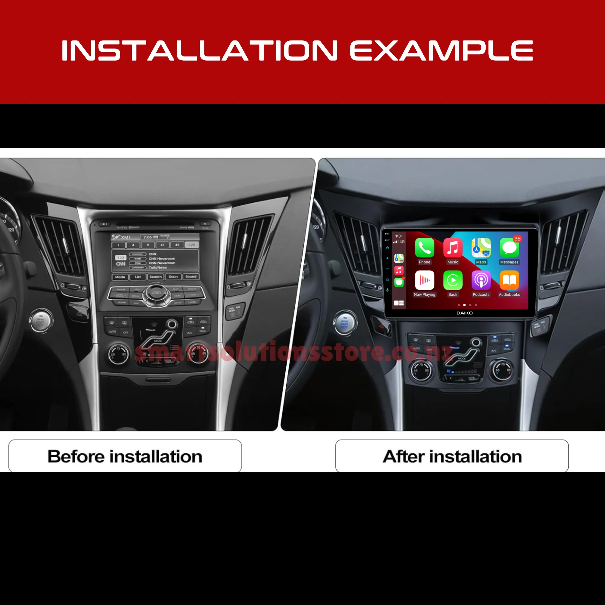 Daiko PRO Car Stereo Wireless Carplay Android Auto For Hyundai Sonata 2011-2015