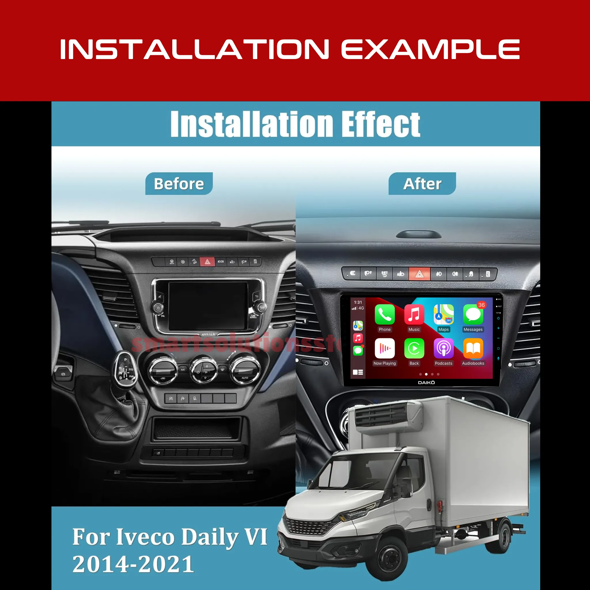 Daiko PRO Car Stereo Wireless Carplay Android Auto For Iveco Daily 2014 