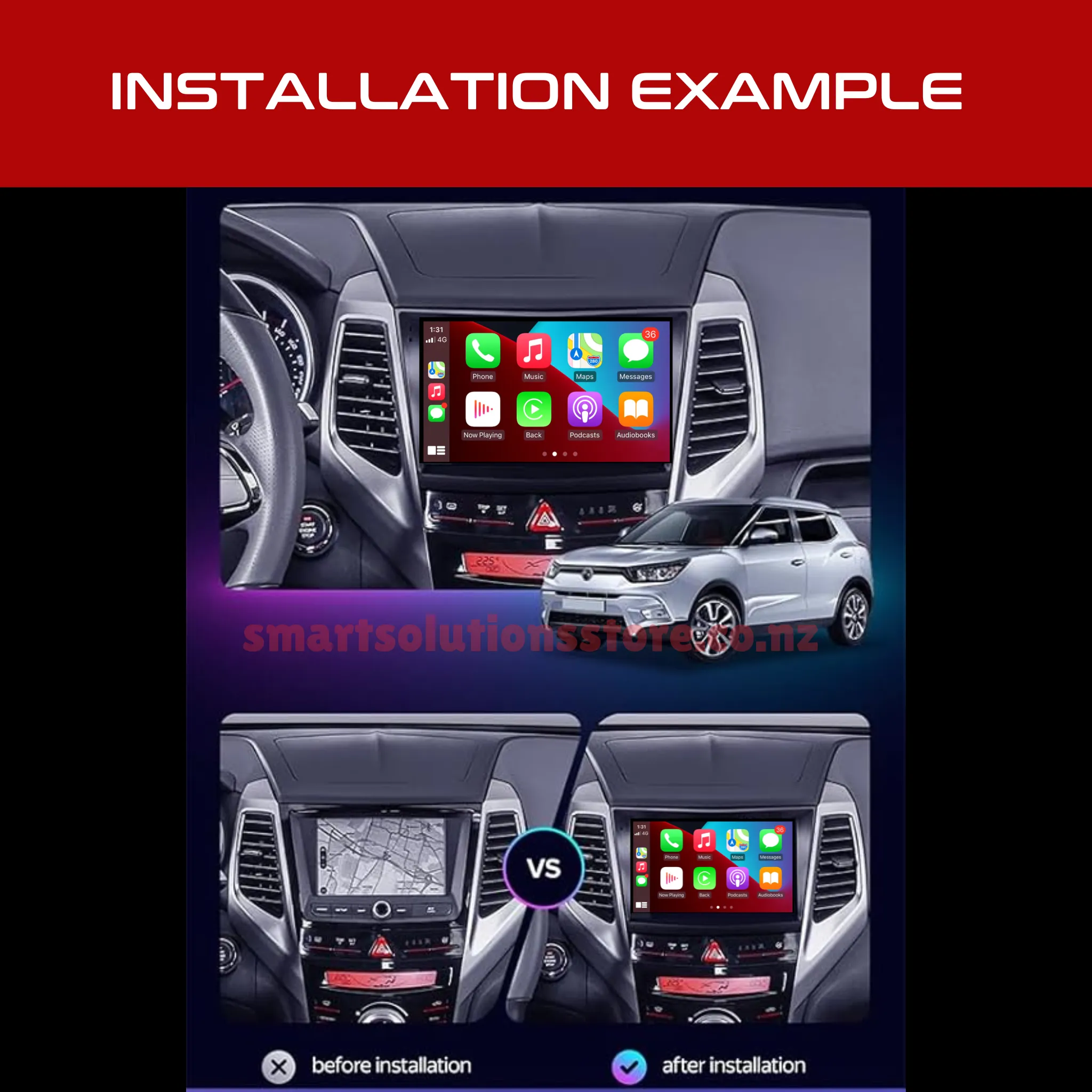 Daiko PRO Car Stereo Wireless Carplay Android Auto For Ssang Yong Tivoli 2015 
