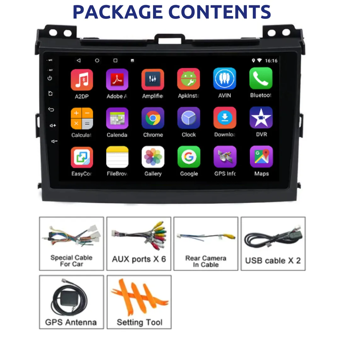 Daiko PRO Car Stereo Wireless Carplay Android Auto For Toyota Prado 2004-2008