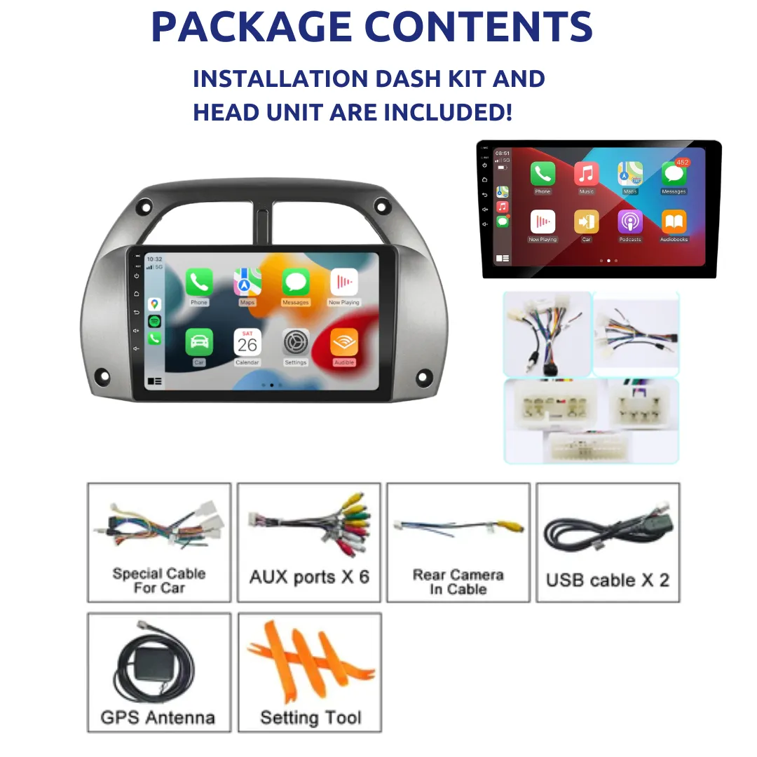 Daiko PRO Car Stereo Wireless Carplay Android Auto For Toyota RAV4 2000-2005