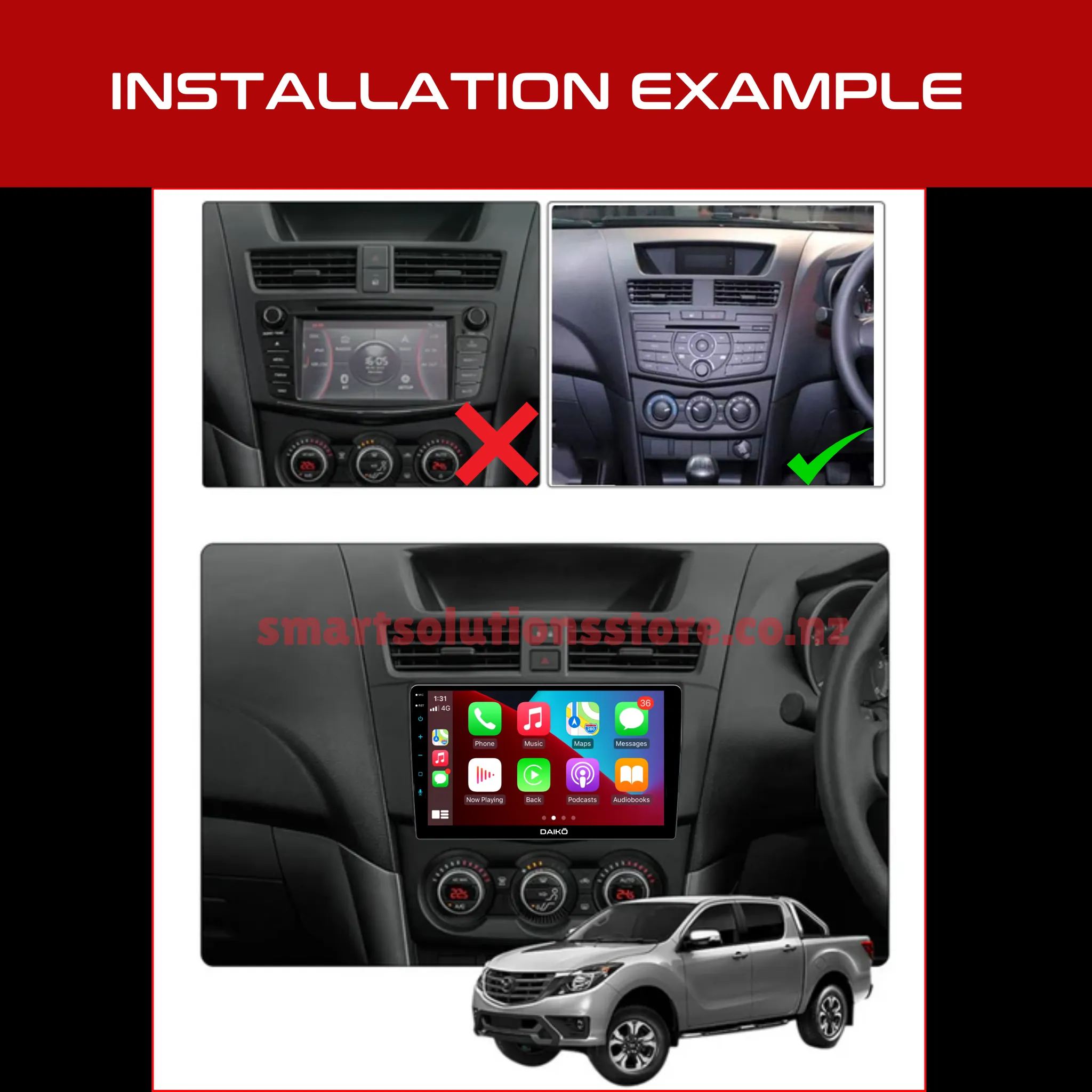 Daiko PRO Multimedia Unit Wireless Carplay Android Auto For Mazda BT50 2012-2017