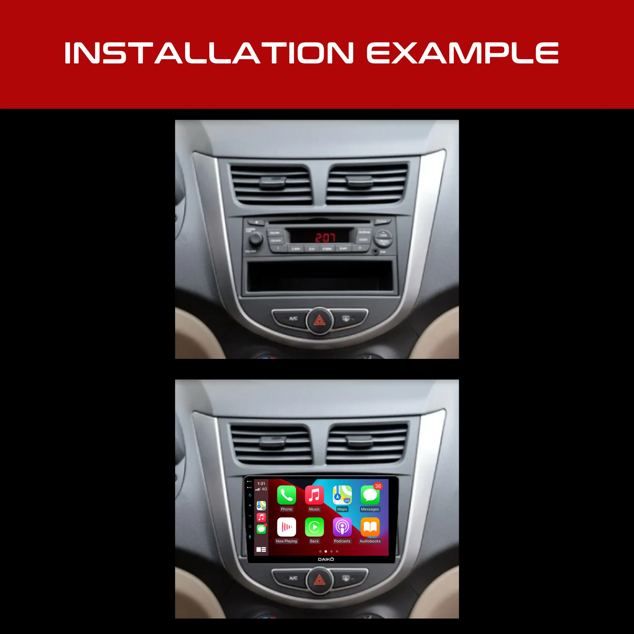 Daiko Ultra Car Stereo Carplay Android Auto For Hyundai Accent 2010-2016