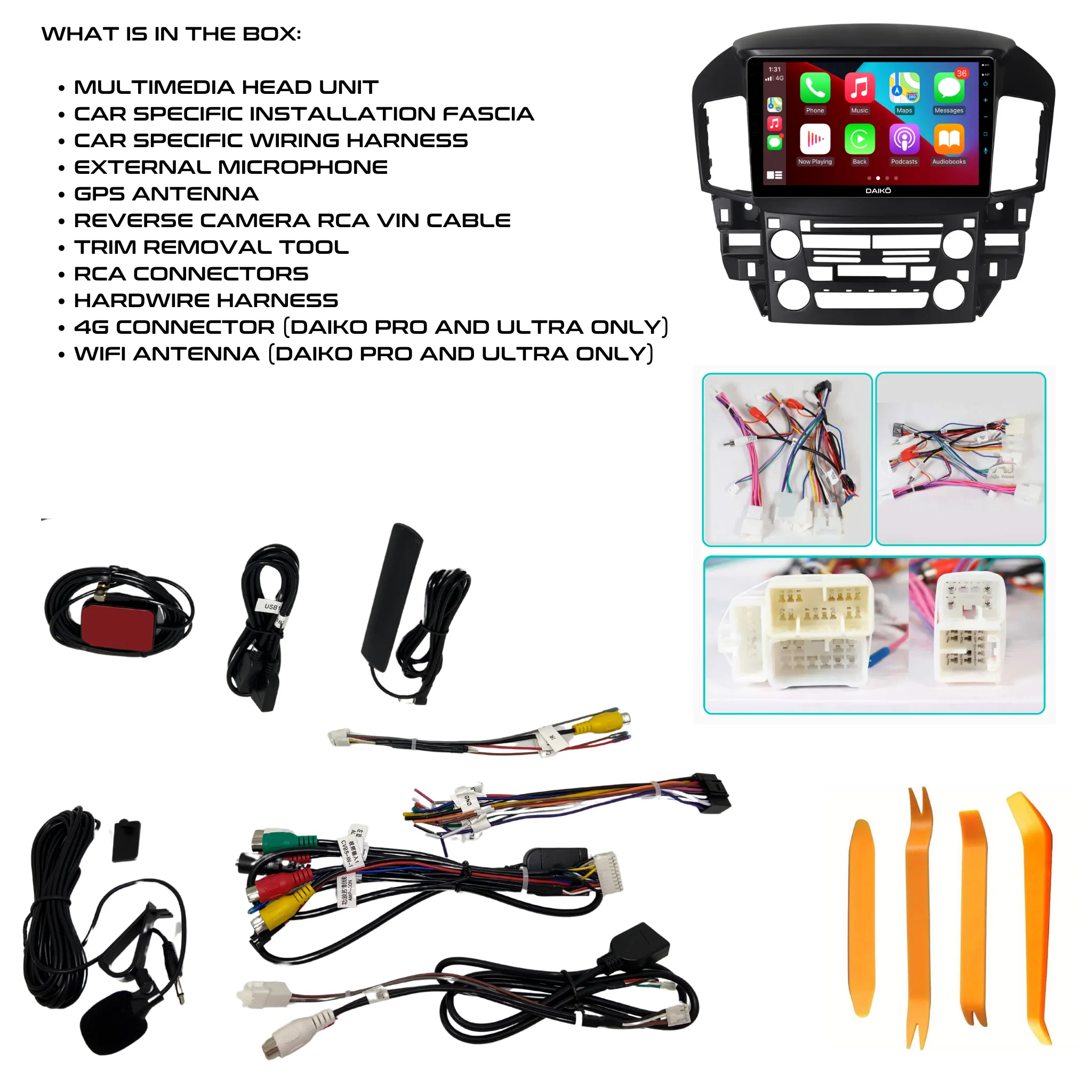 Daiko Ultra Car Stereo Carplay Android Auto For  Lexus RX Toyota Harrier 1998-05