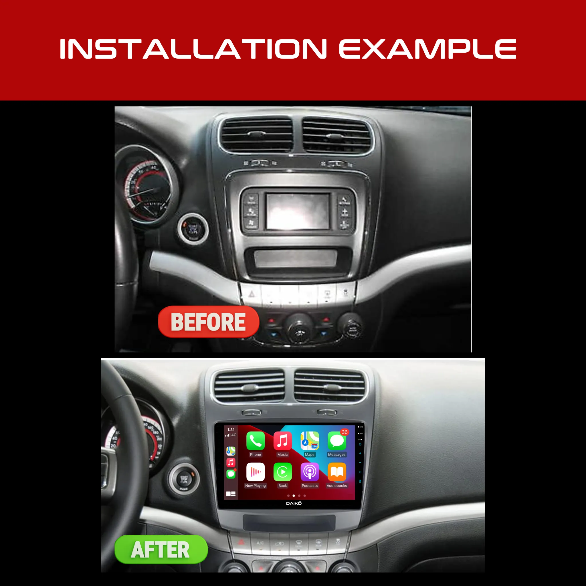 Daiko Ultra Car Stereo Wireless Carplay Android 6GB RAM   126GB Auto For 2012-2020 Dodge Journey
