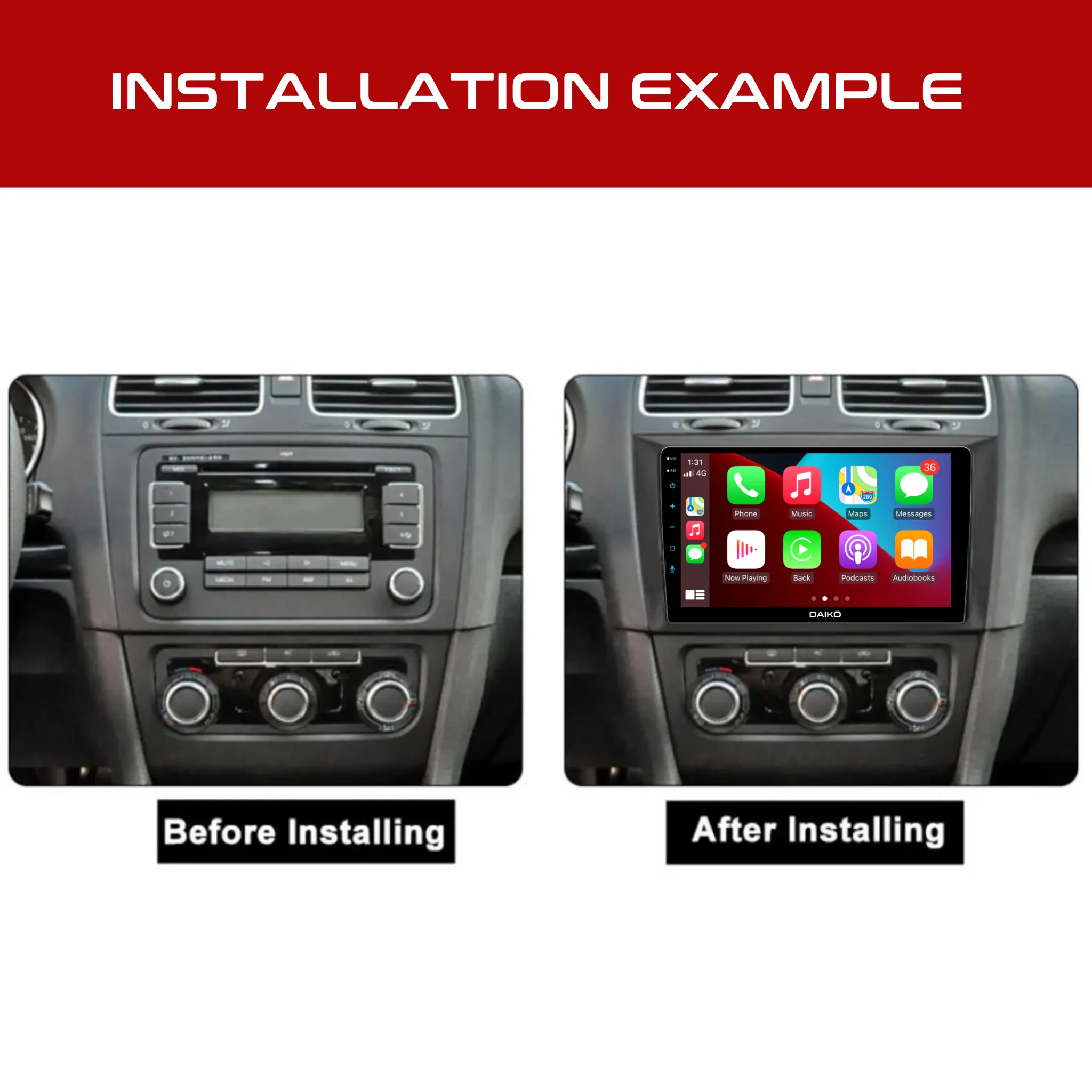 Daiko Ultra Car Stereo Wireless Carplay Android 8GB RAM   126GB Auto For Volkswagen Golf 2009-13