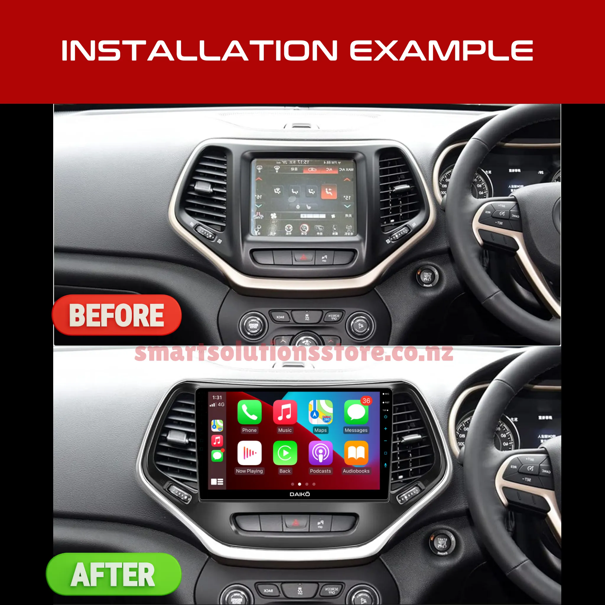 Daiko Ultra Car Stereo Wireless Carplay Android Auto For Jeep Cherokee 2015 