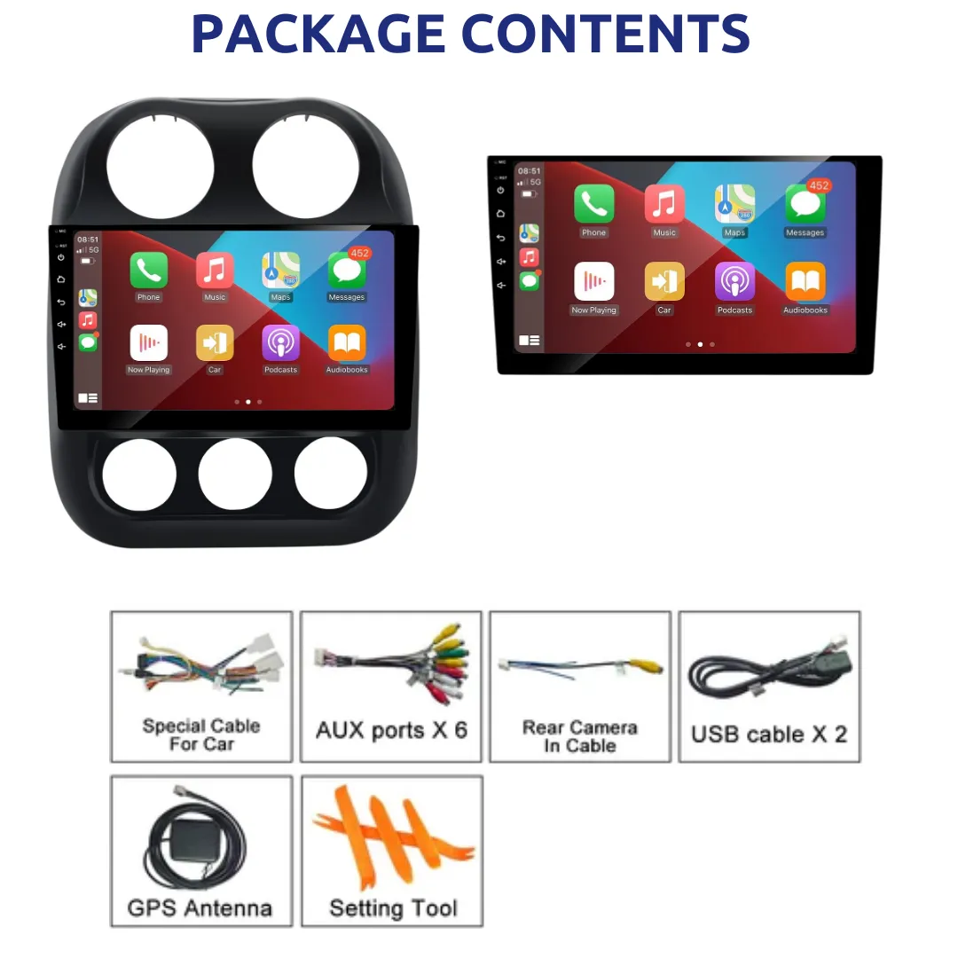 Daiko Ultra Car Stereo Wireless Carplay Android Auto For Jeep Compass 2010-2016