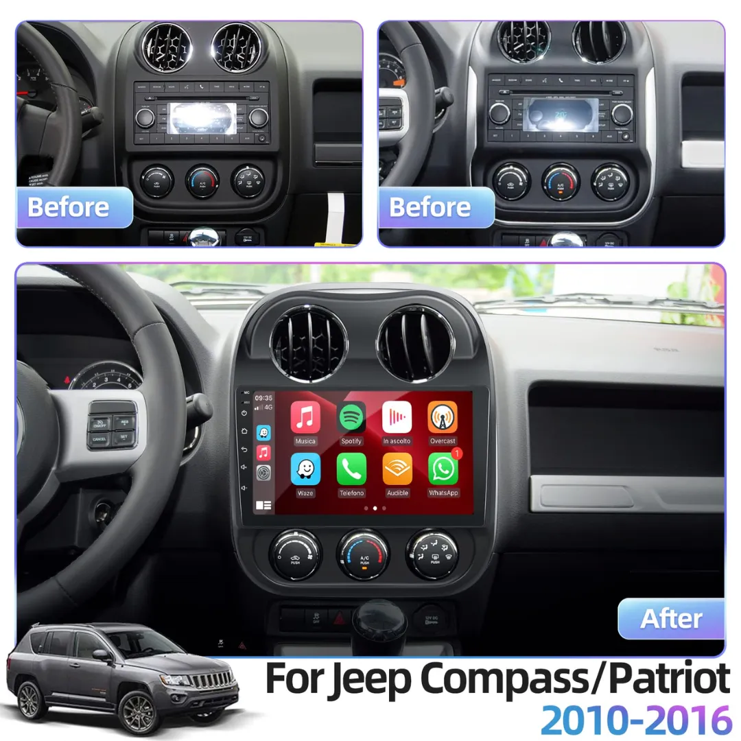 Daiko Ultra Car Stereo Wireless Carplay Android Auto For Jeep compass 2010-2016