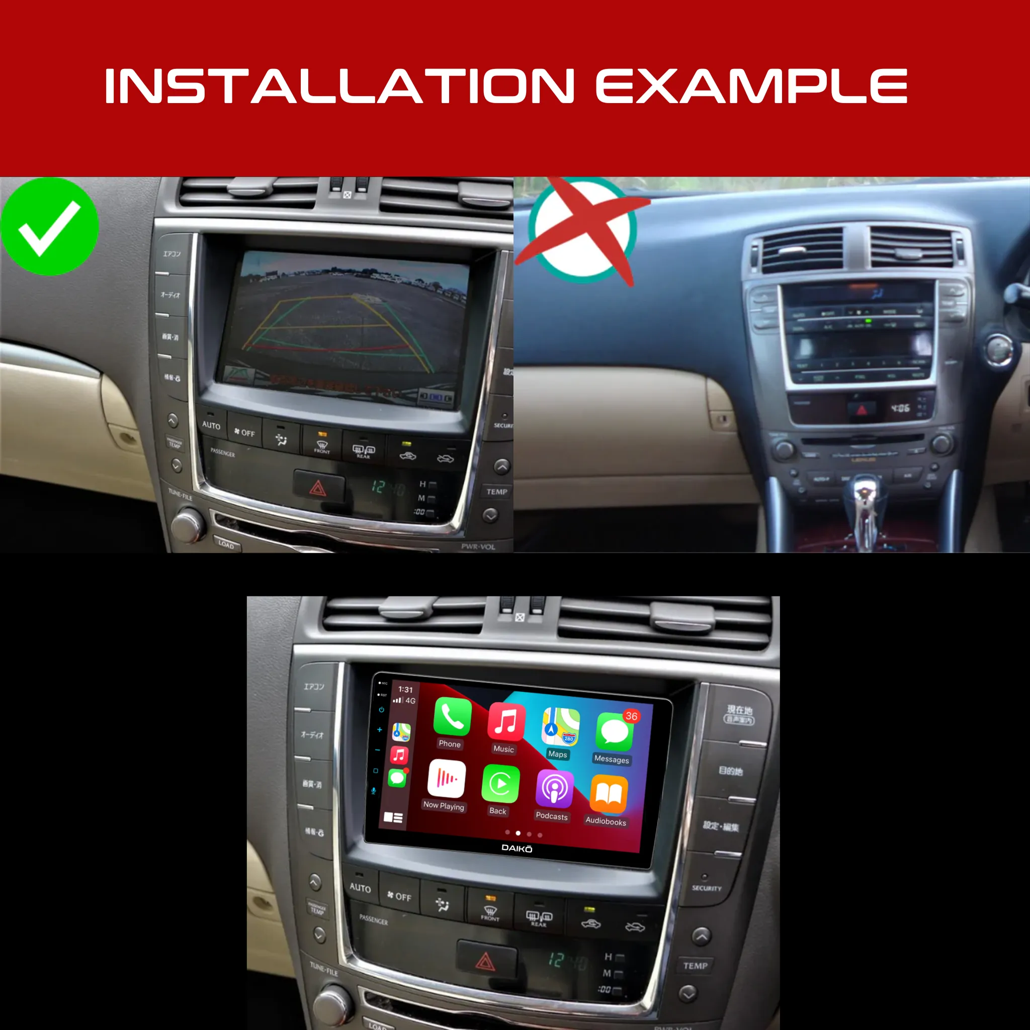 Daiko Ultra Car Stereo Wireless Carplay Android Auto For Lexus IS250 2005-12