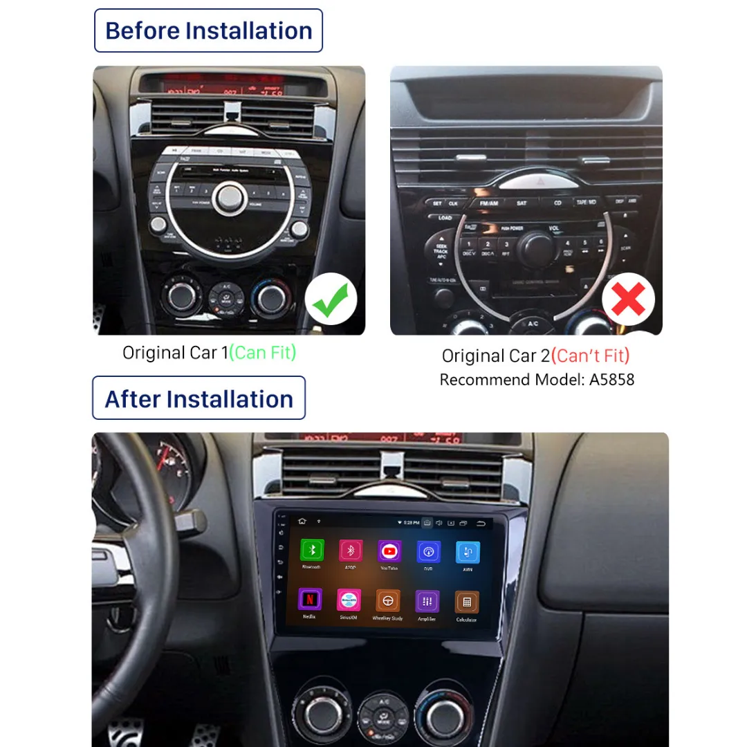 Daiko Ultra Car Stereo Wireless Carplay Android Auto For Mazda RX-8 2003-2008