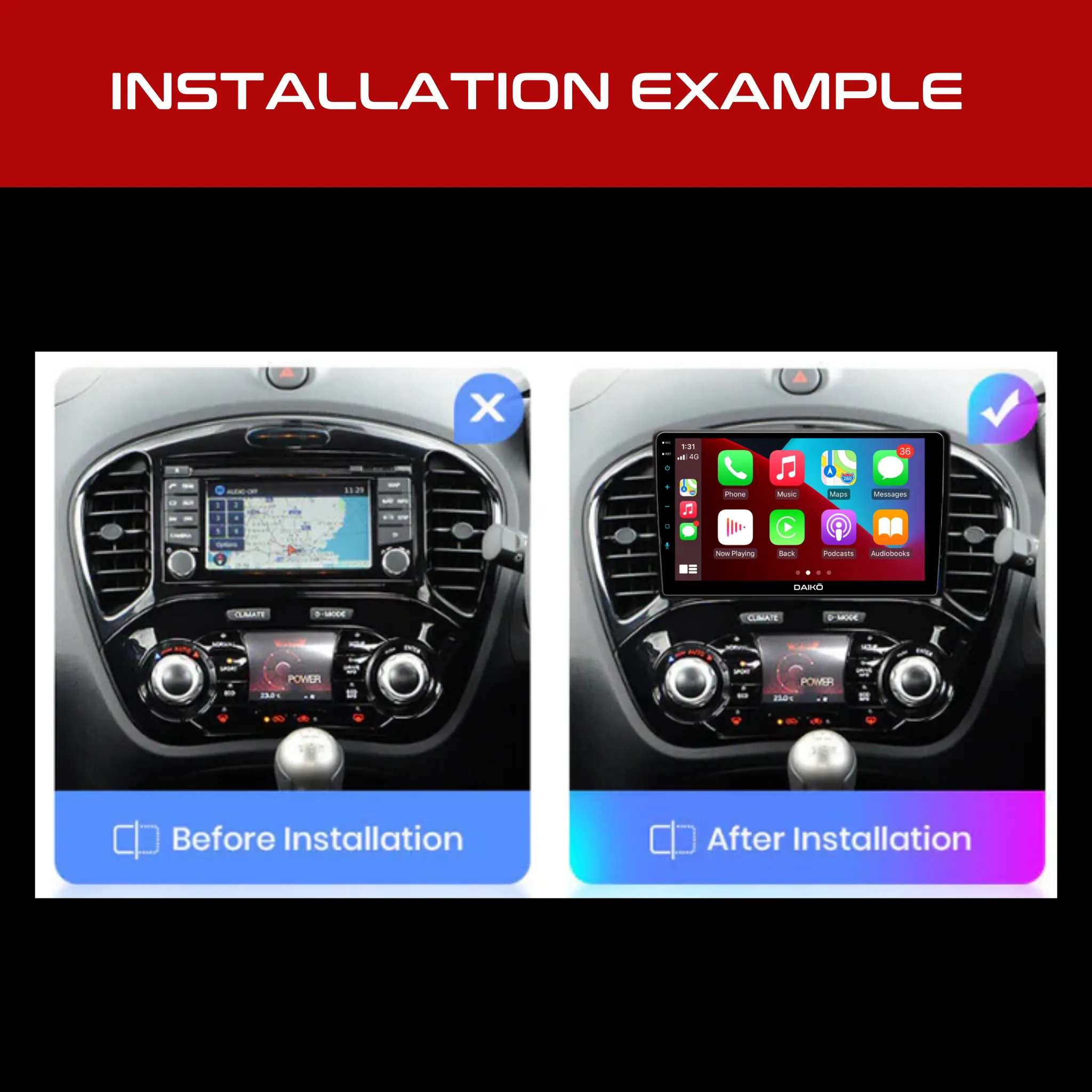 Daiko Ultra Car Stereo Wireless Carplay Android Auto For Nissan Juke 2010-2017