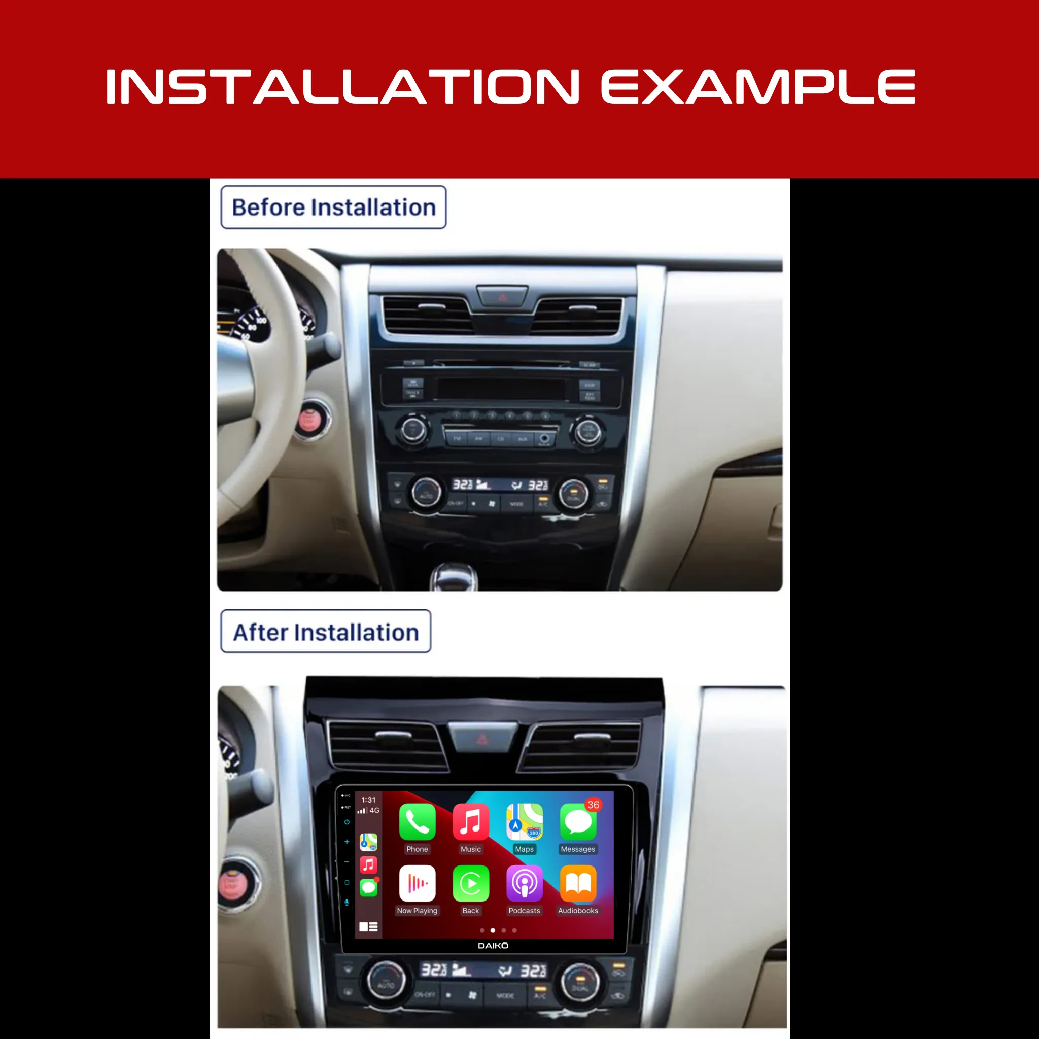 Daiko Ultra Car Stereo Wireless Carplay Android Auto For Nissan Teana 2013-2023