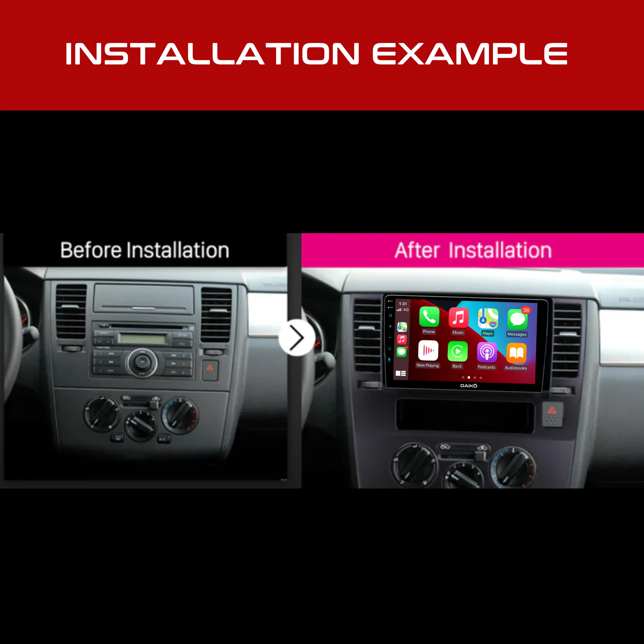 Daiko Ultra Car Stereo Wireless Carplay Android Auto For Nissan Tiida 2005-2010