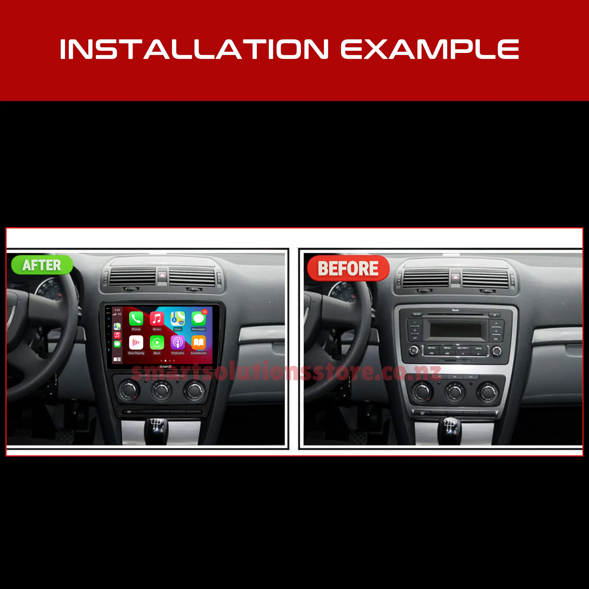 Daiko Ultra Car Stereo Wireless Carplay Android Auto For Skoda Octavia 2007-2014