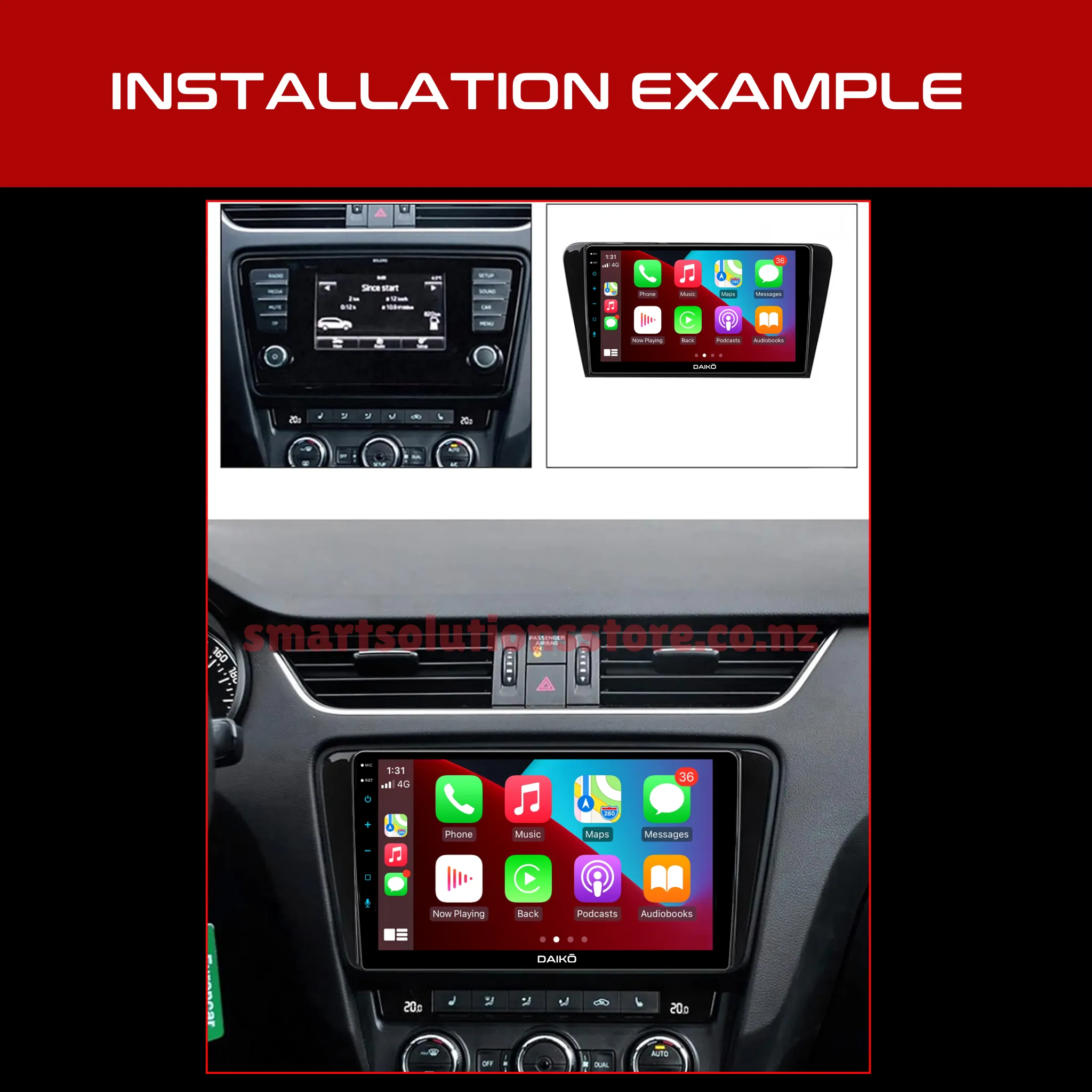 Daiko Ultra Car Stereo Wireless Carplay Android Auto For Skoda Octavia 2015 