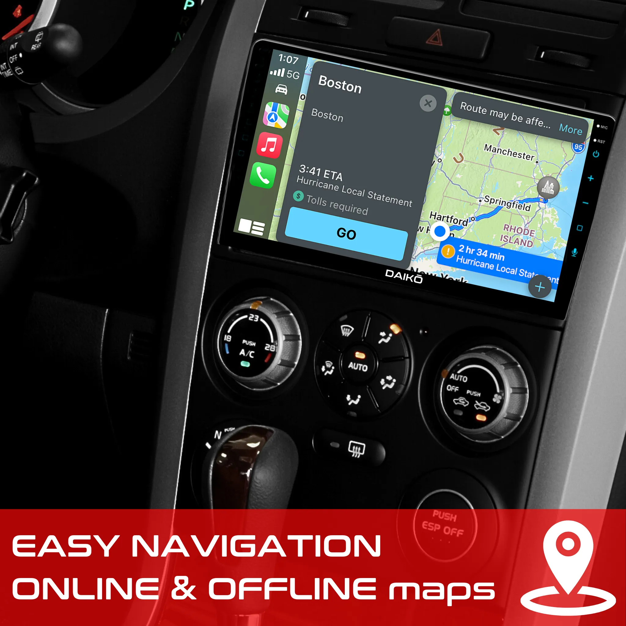 Daiko Ultra Car Stereo Wireless Carplay Android Auto For Skoda Octavia 2015 