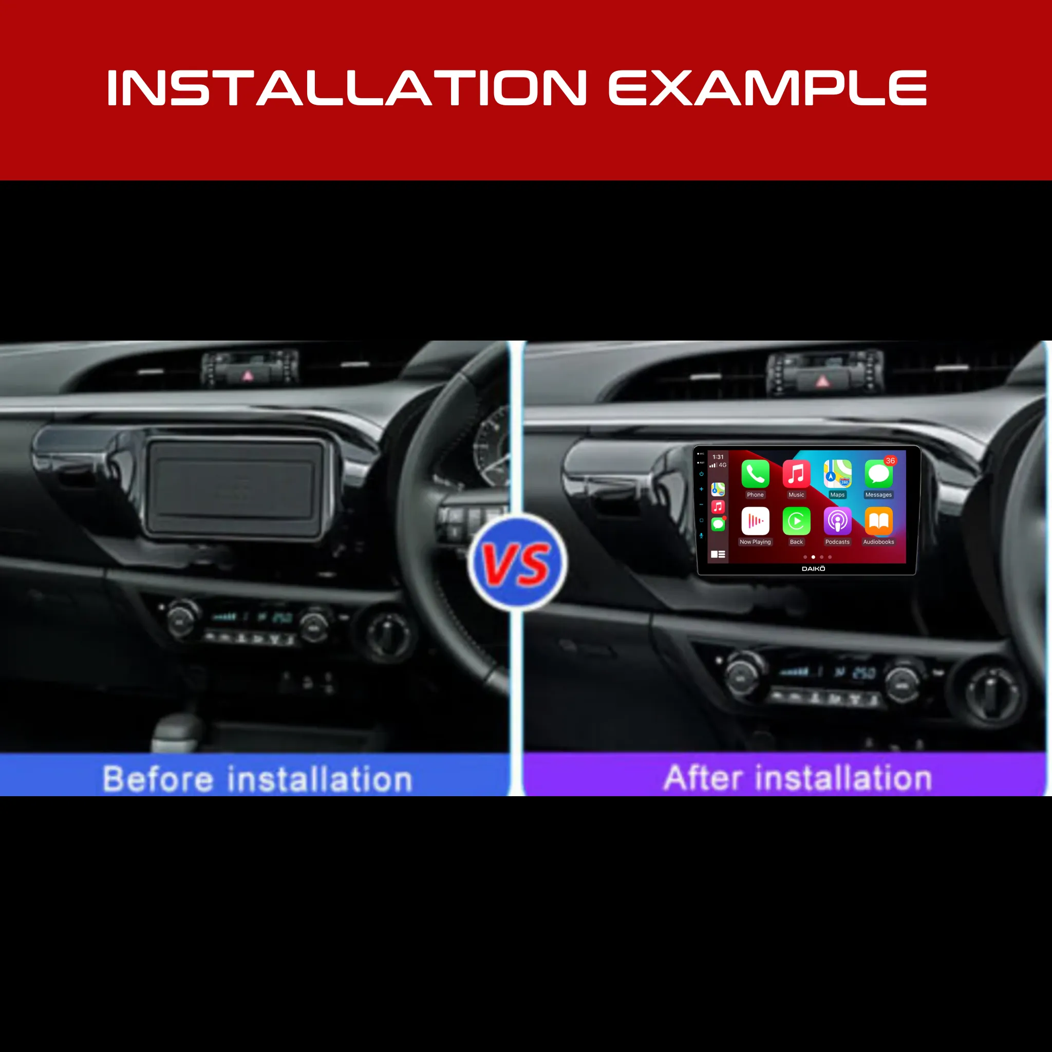 Daiko Ultra Car Stereo Wireless Carplay Android Auto For Toyota Hilux 2016-2022