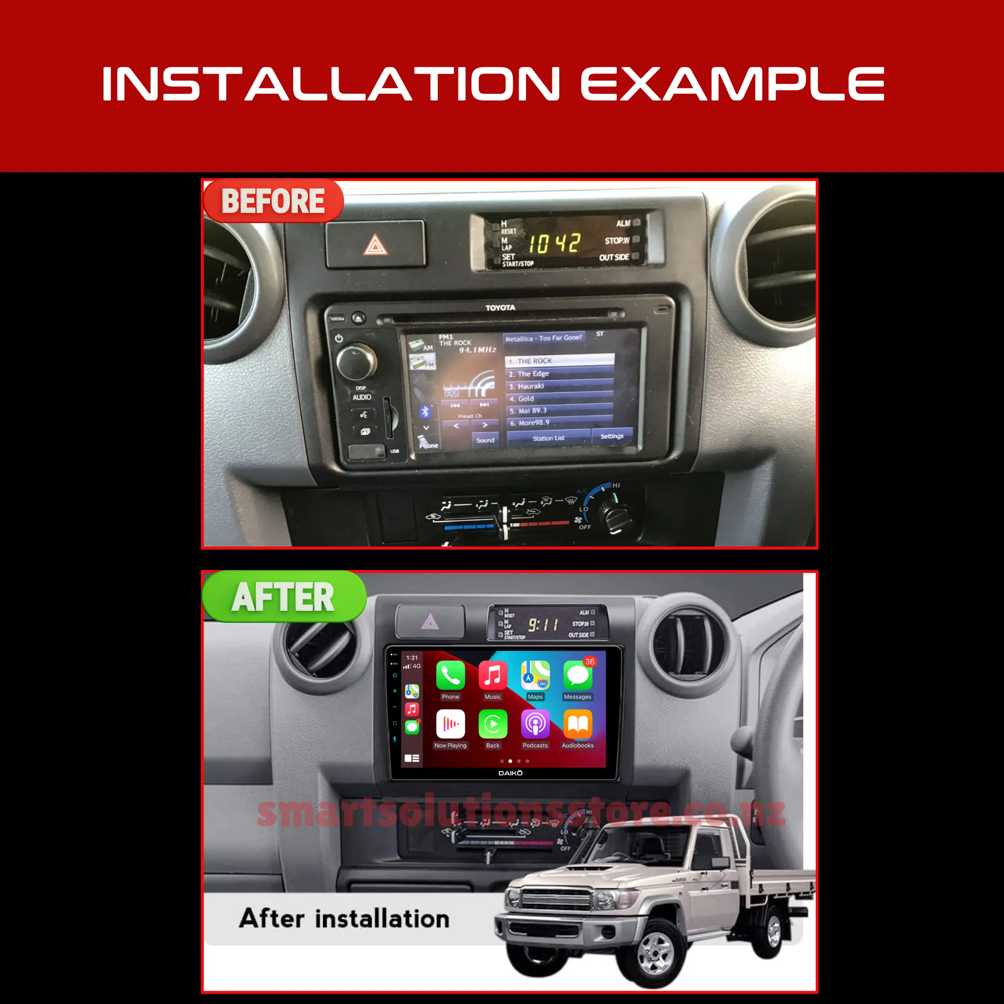 Daiko Ultra Car Stereo Wireless Carplay Android Auto For Toyota Land Cruiser LC70 2011 