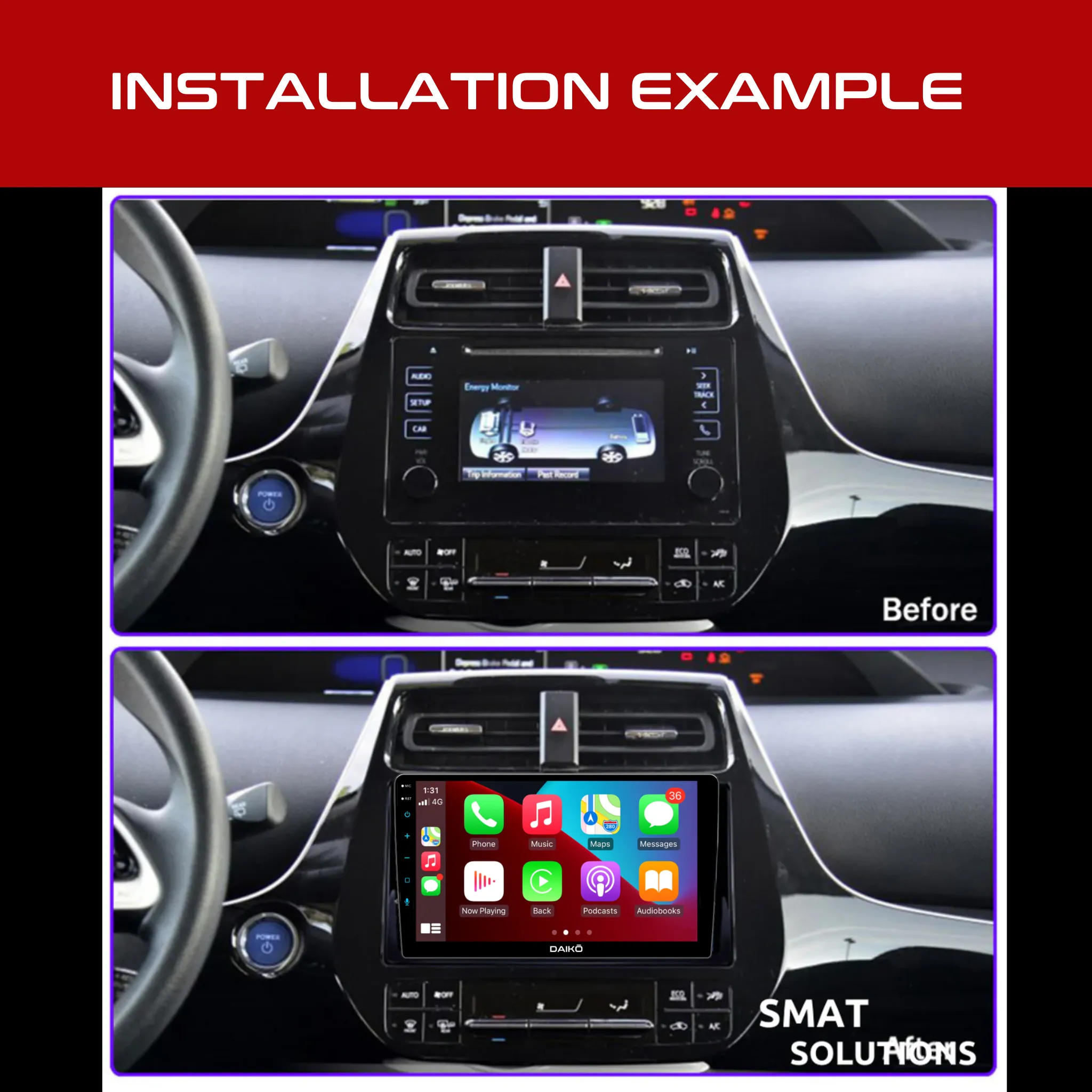 Daiko Ultra Car Stereo Wireless Carplay Android Auto For Toyota Prius 2015-2020