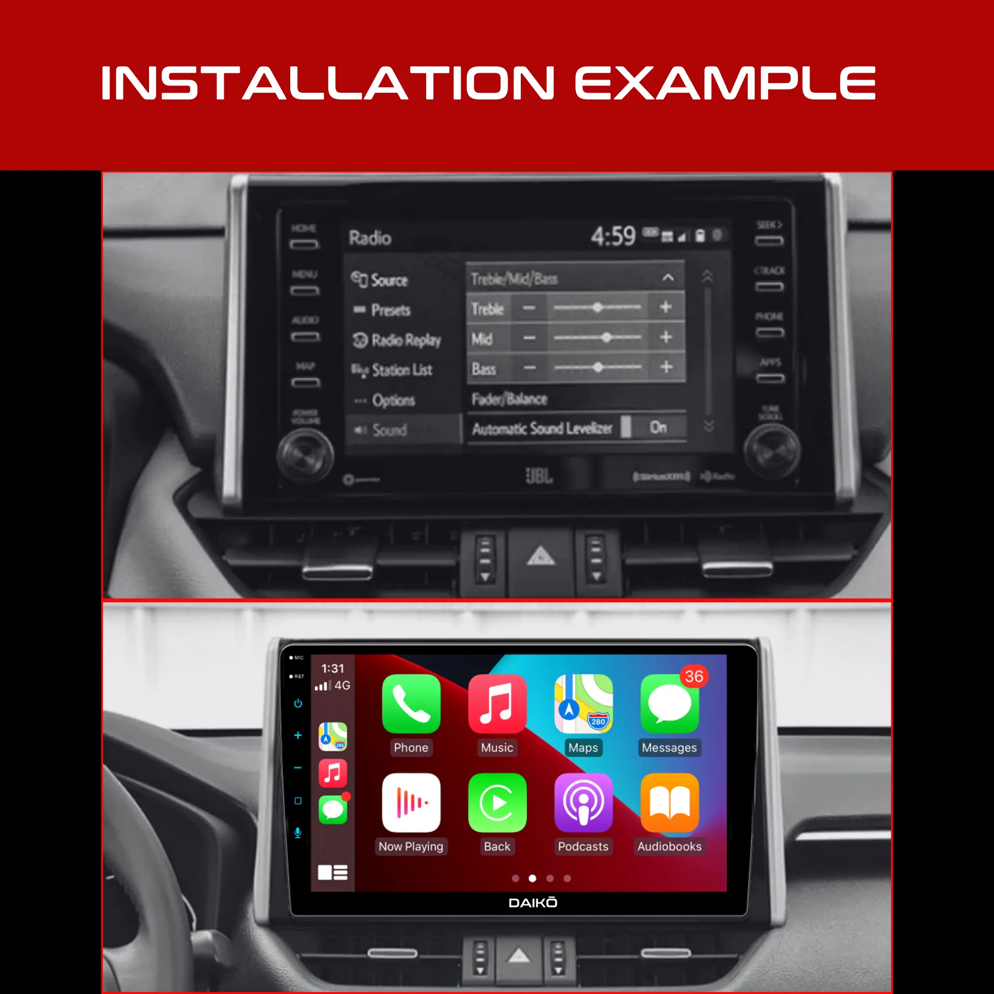 Daiko Ultra Car Stereo Wireless Carplay Android Auto For Toyota RAV4 2018-2023