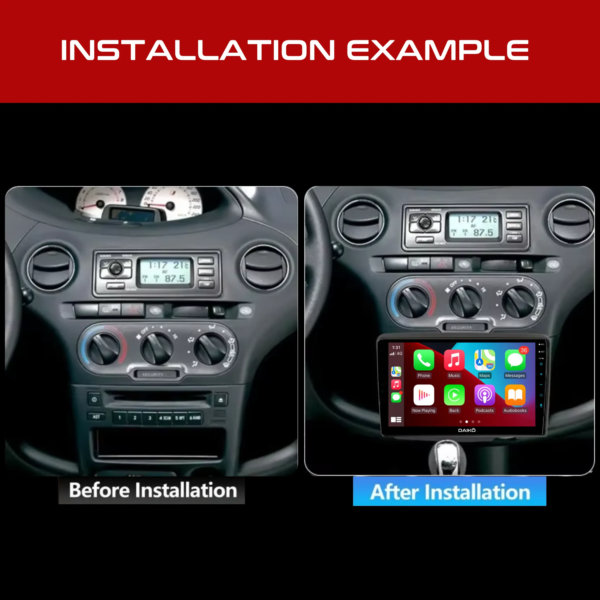 Daiko X Car Stereo Wireless Carplay Android 2GB RAM   32GB Auto 2GB RAM   32GB For 1999 - 2005 Toyota Vitz / Yaris / Echo