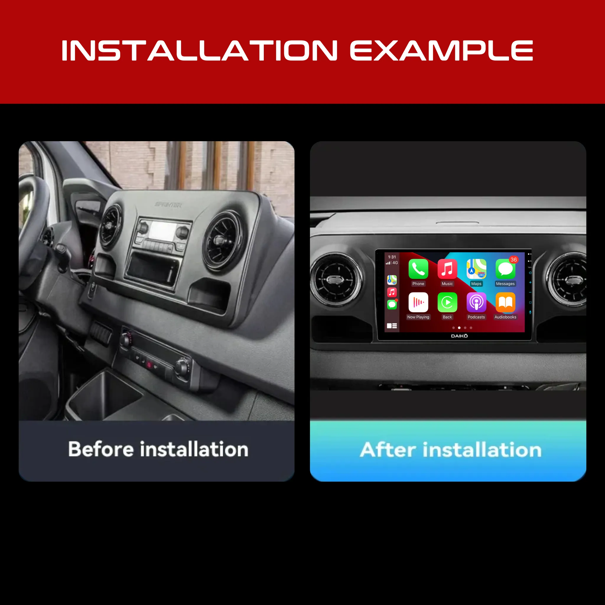 Daiko X Car Stereo Wireless Carplay Android 2GB RAM   32GB Auto 2GB RAM   32GB For Mercedes Benz Sprinter 2018