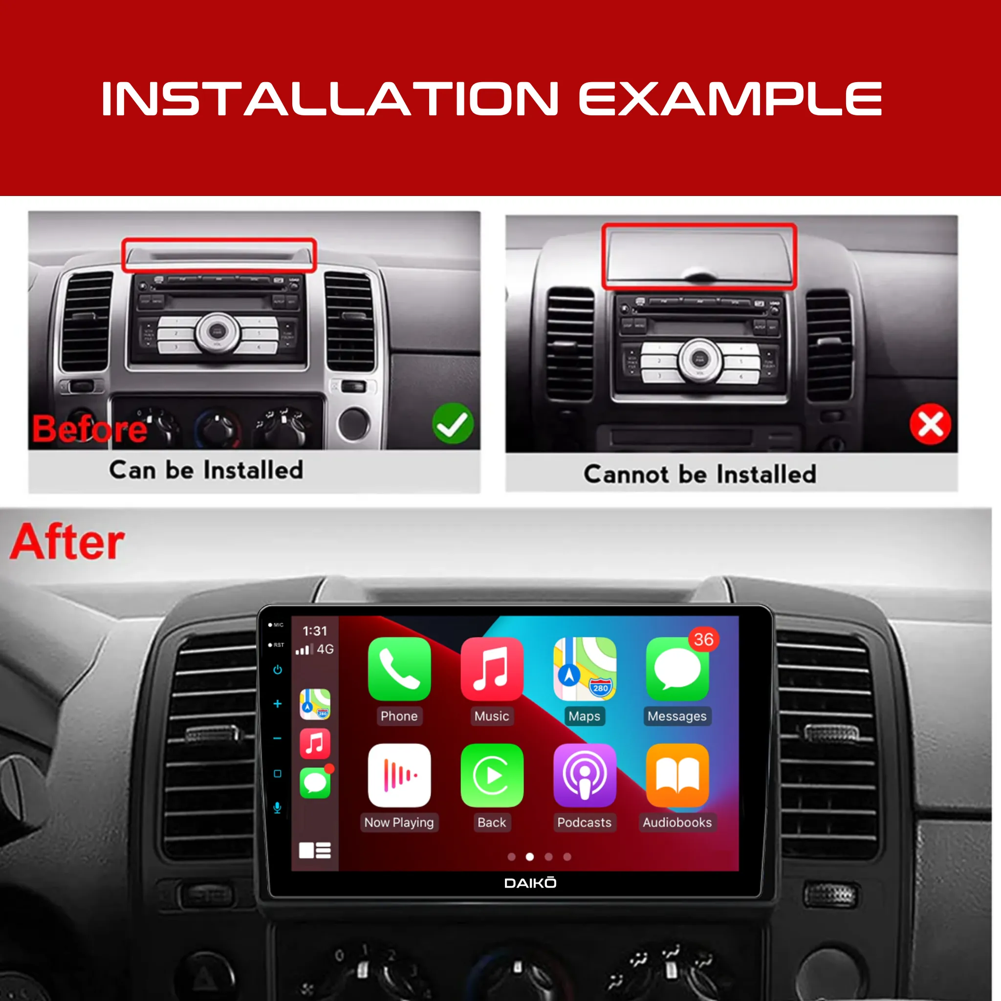 Daiko X Car Stereo Wireless Carplay Android 2GB RAM   32GB Auto For Nissan Navara D40 2006-13
