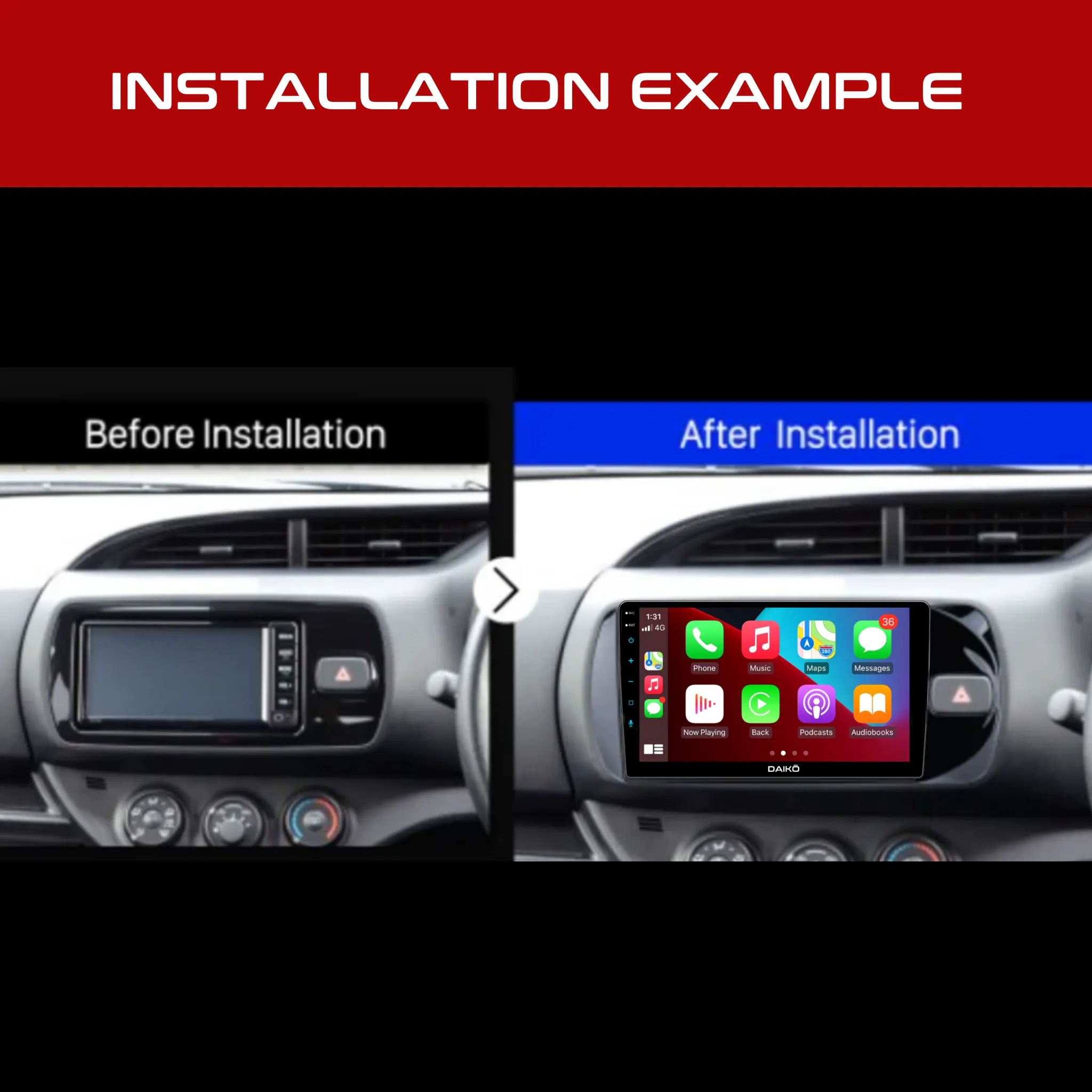 Daiko X Car Stereo Wireless Carplay Android 2GB RAM   32GB Auto For Toyota Vitz Yaris 2013-2020