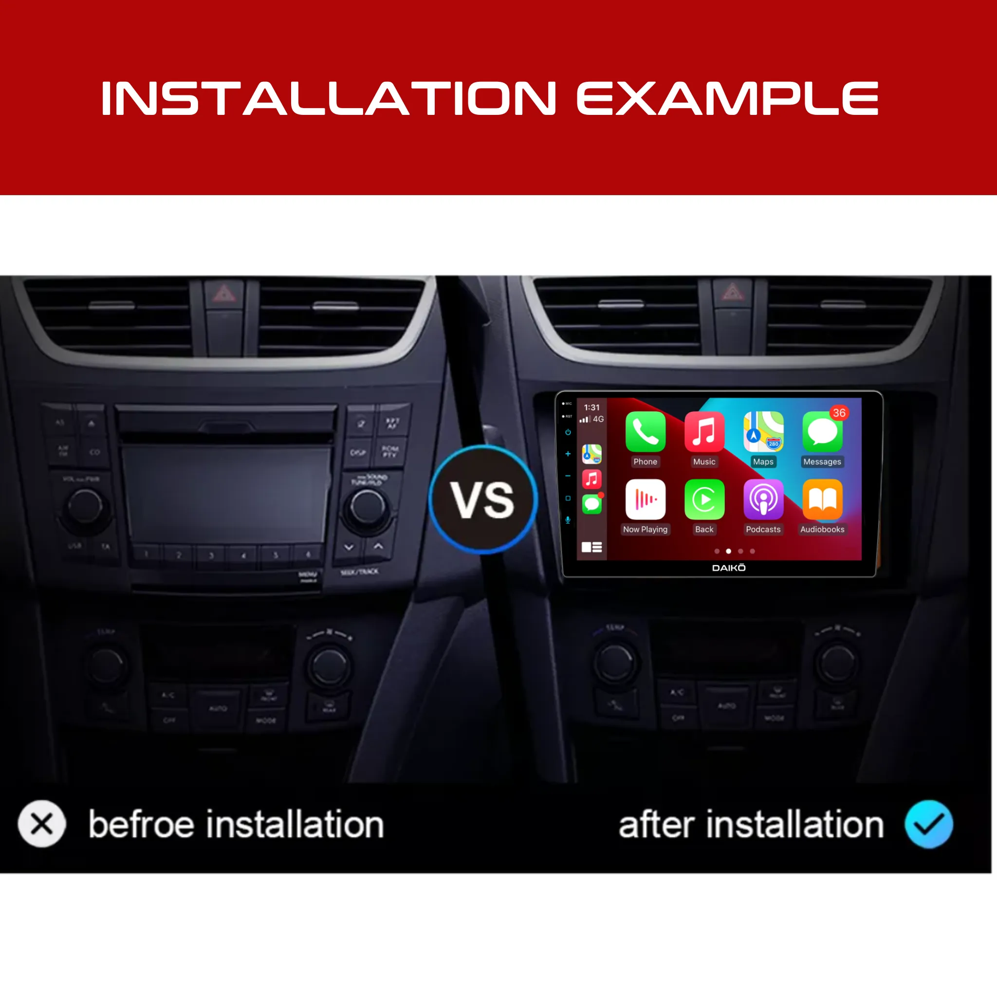 Daiko X Multimedia Unit Wireless Carplay Android 2GB RAM   32GB Auto ForSuzuki Swift 2011-2016