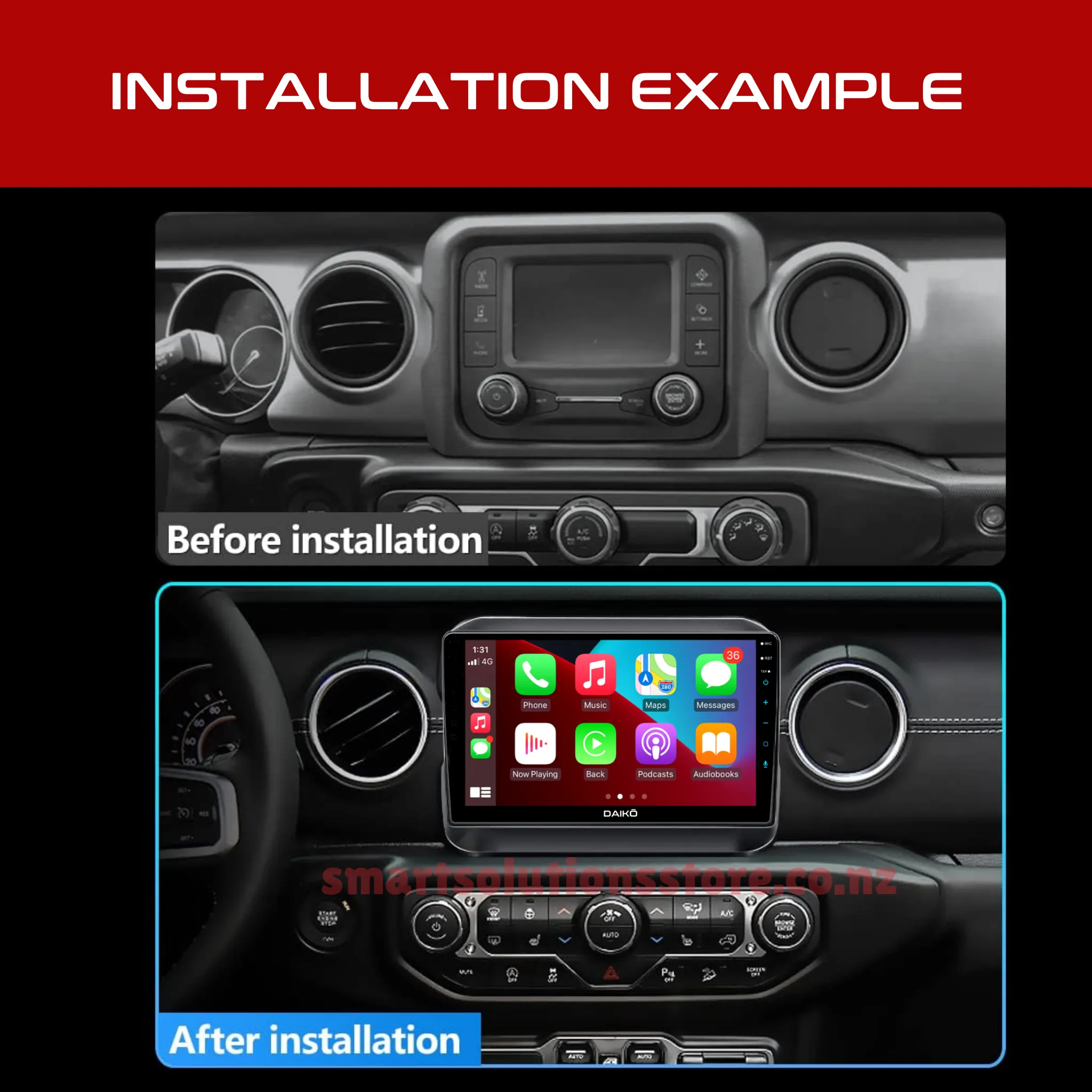 Daiko X Multimedia Unit Wireless Carplay Android Auto For Jeep Wrangler 2018 