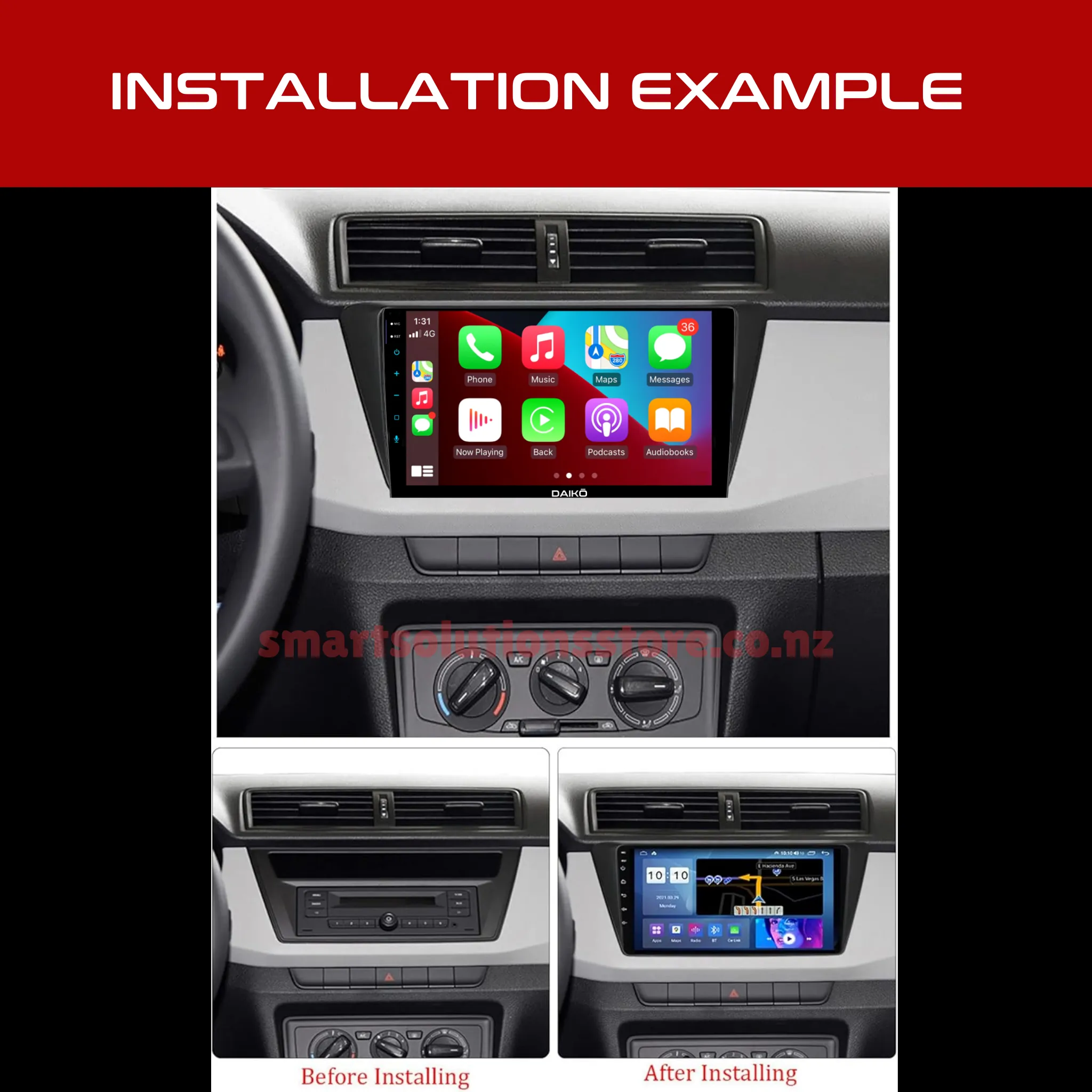 Daiko X Multimedia Unit Wireless Carplay Android Auto For Skoda Fabia 2015 